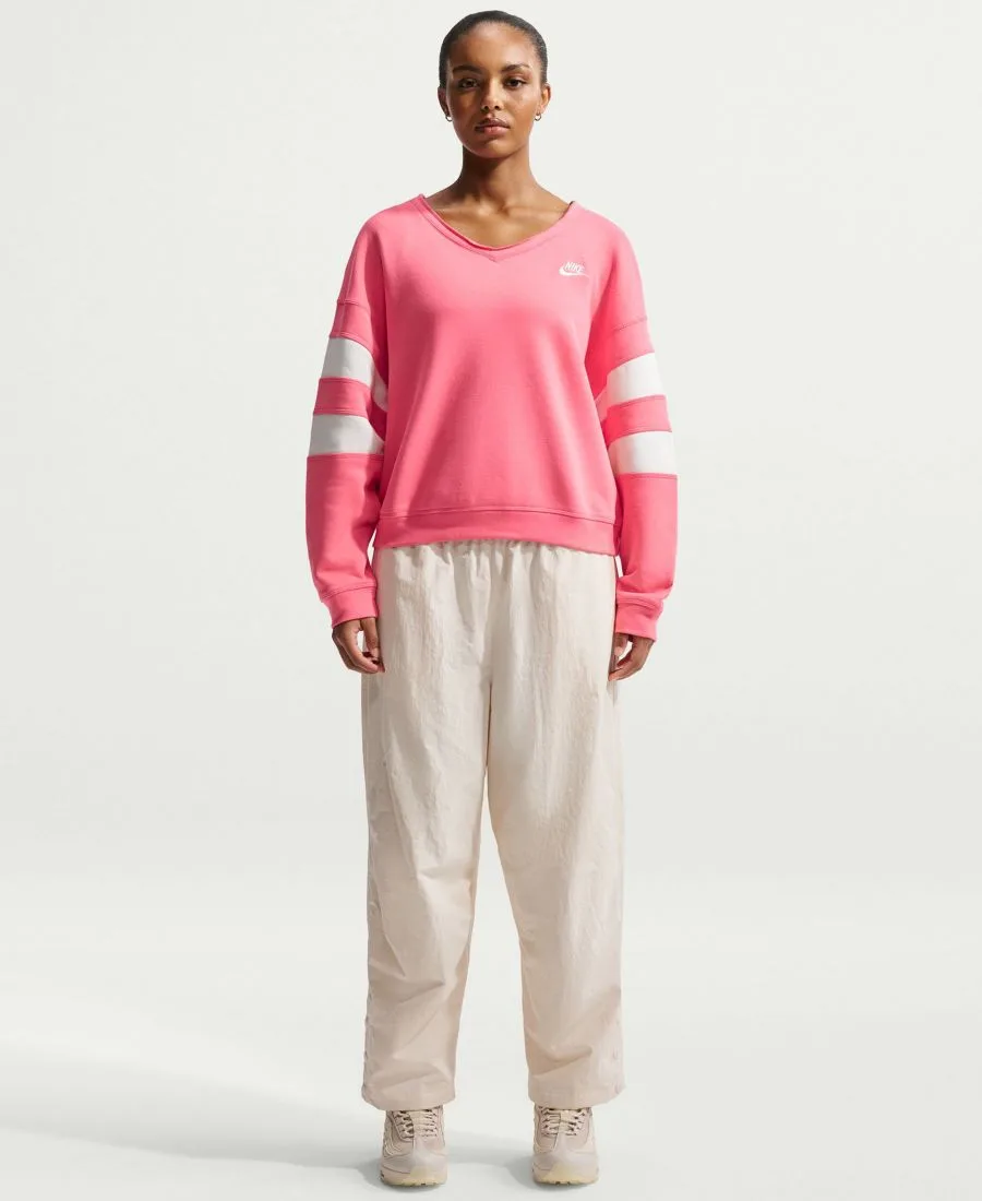 Женская флисовая толстовка Sportswear Club с V-образным вырезом свободного кроя Nike, Sea Coral/Sail/Sail