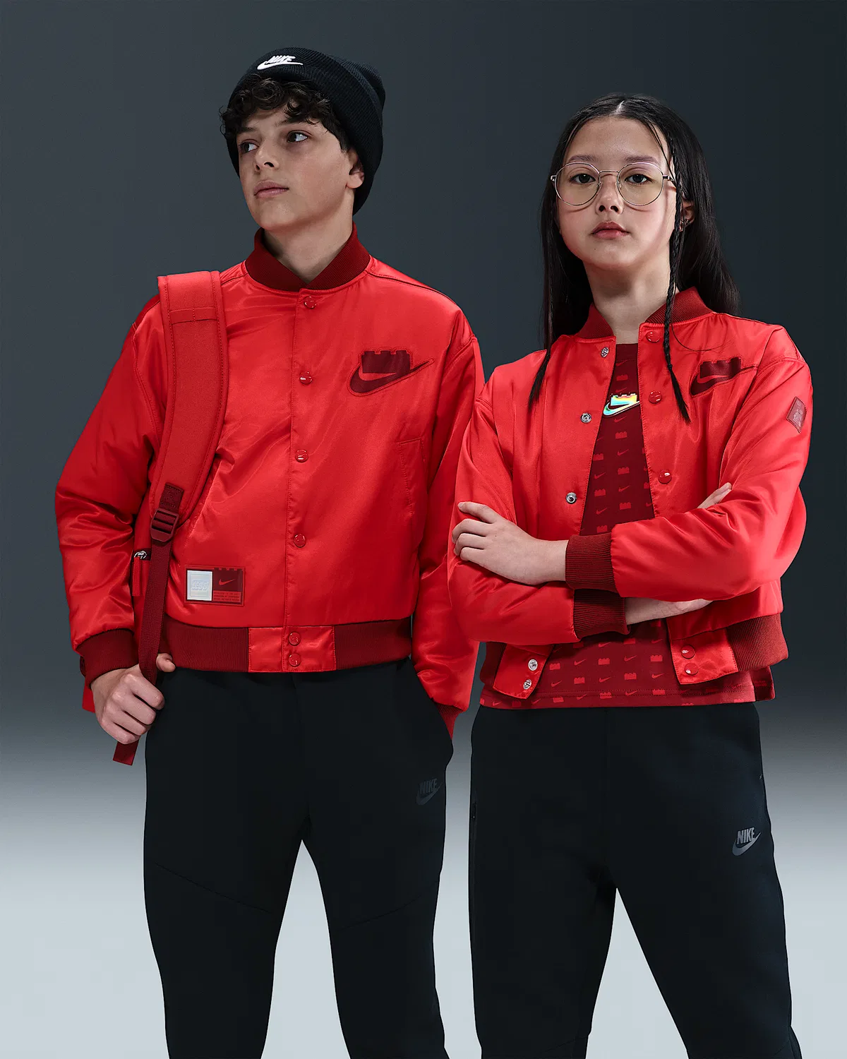 Детская баскетбольная куртка Nike x LEGO® Collection, Rush Red/Dark Cayenne/Dark Cayenne
