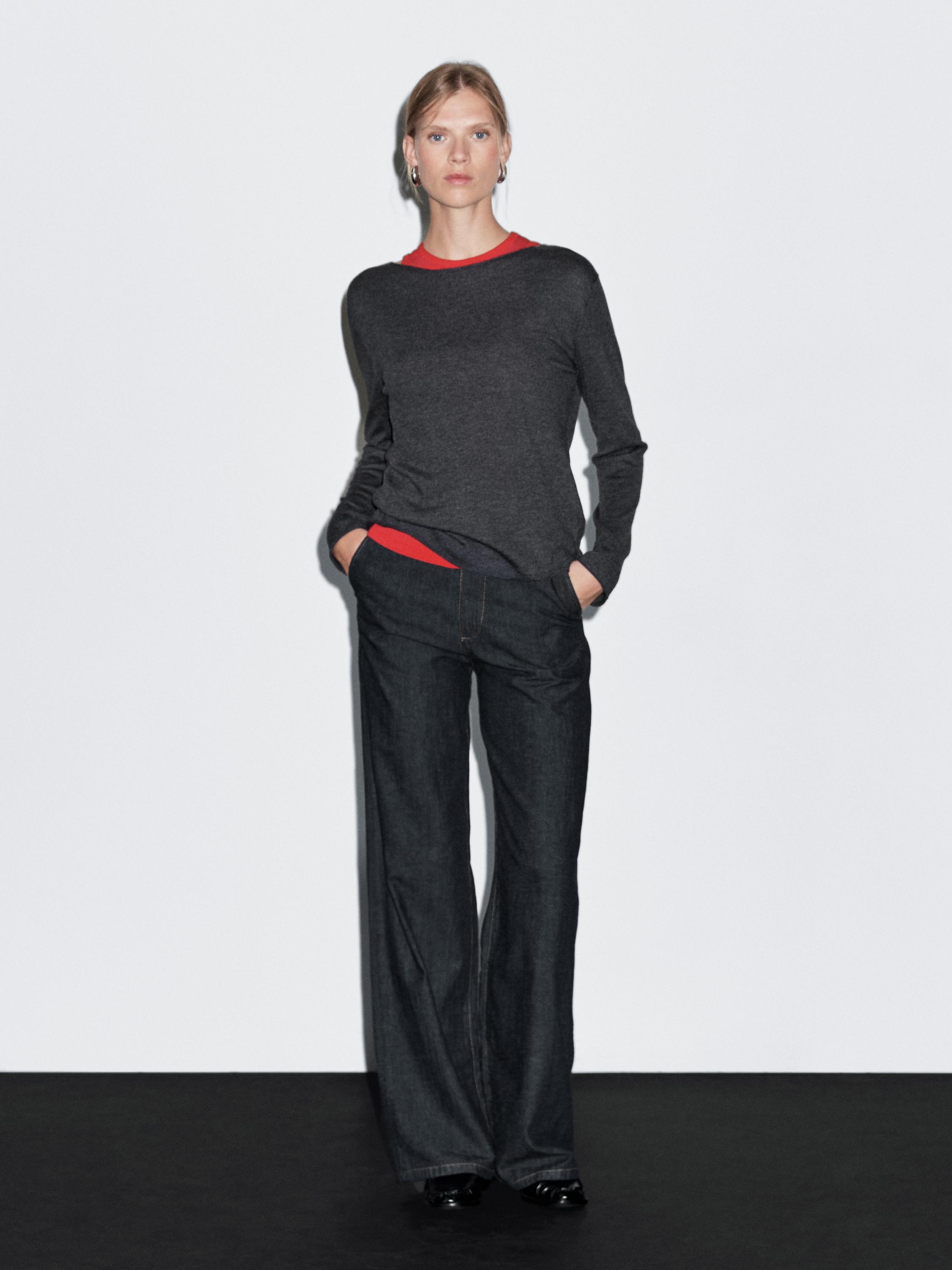 

Джинсы Straight-Leg с высокой талией Massimo Dutti, темно-синий