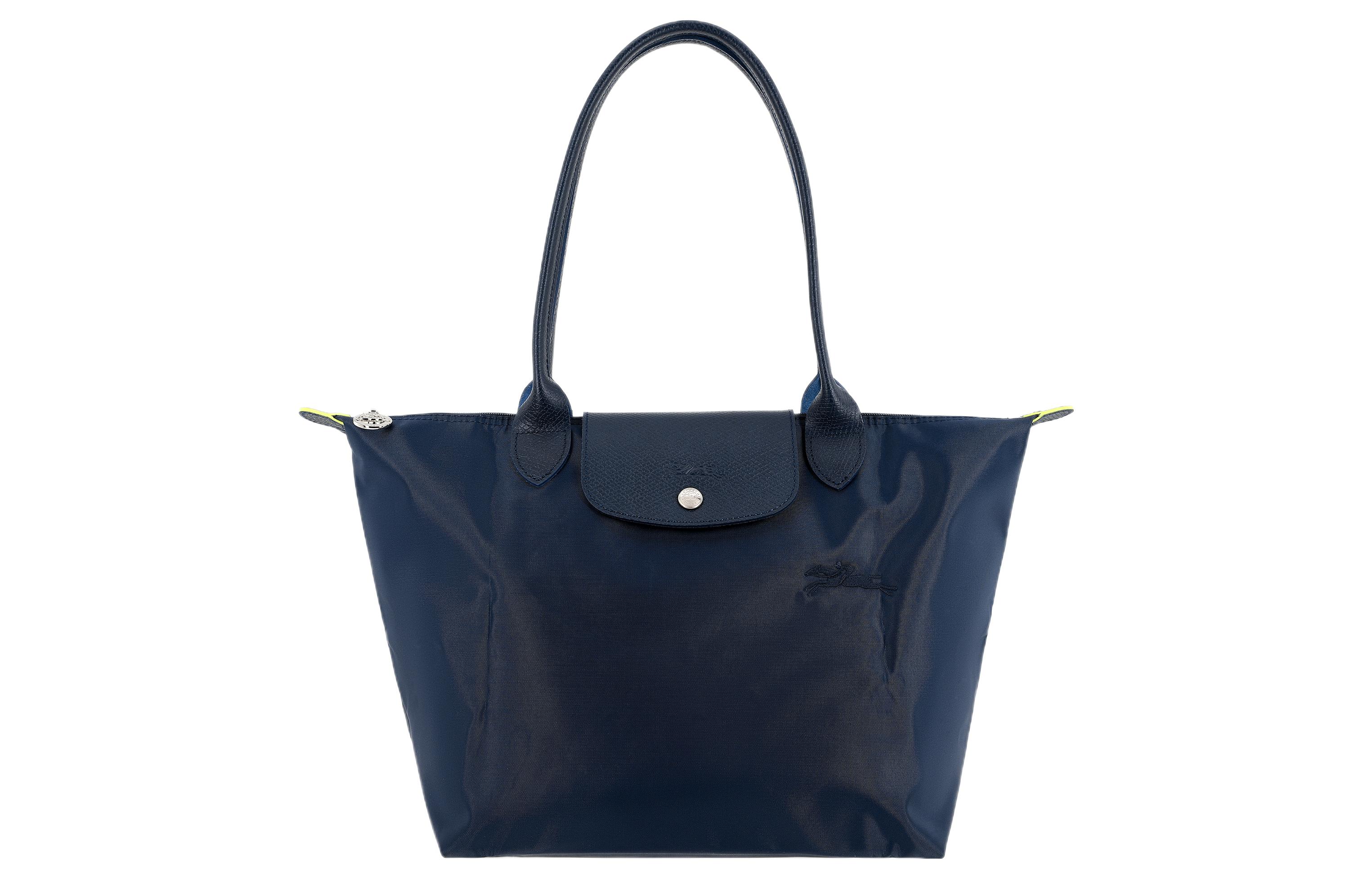 

LONGCHAMP Сумка Le Pliage Green Recycled Canvas с кожаными деталями среднего размера женская в синем цвете