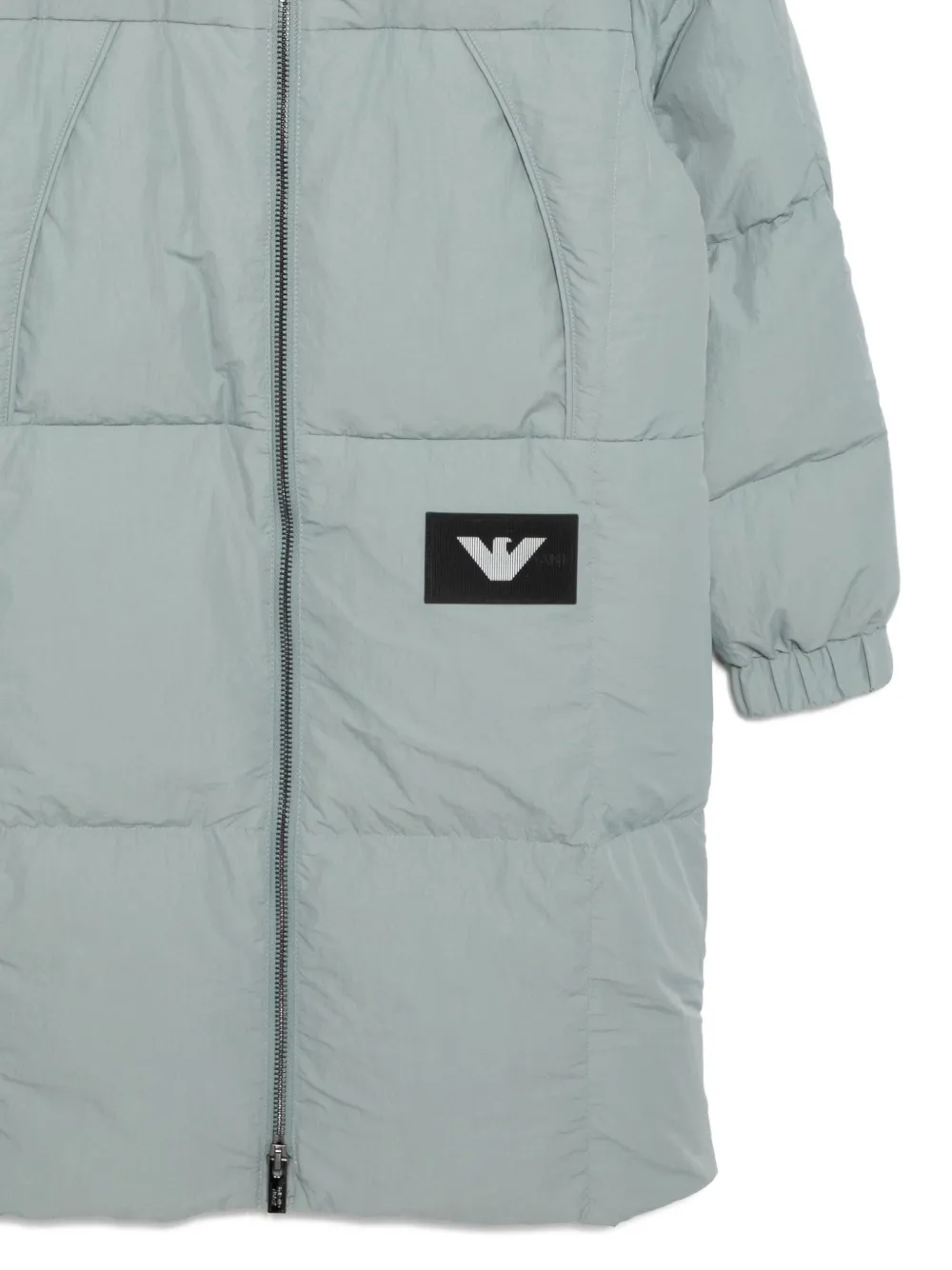 Пуховик с нашивкой-логотипом ASV Emporio Armani Kids, синий — фото 3