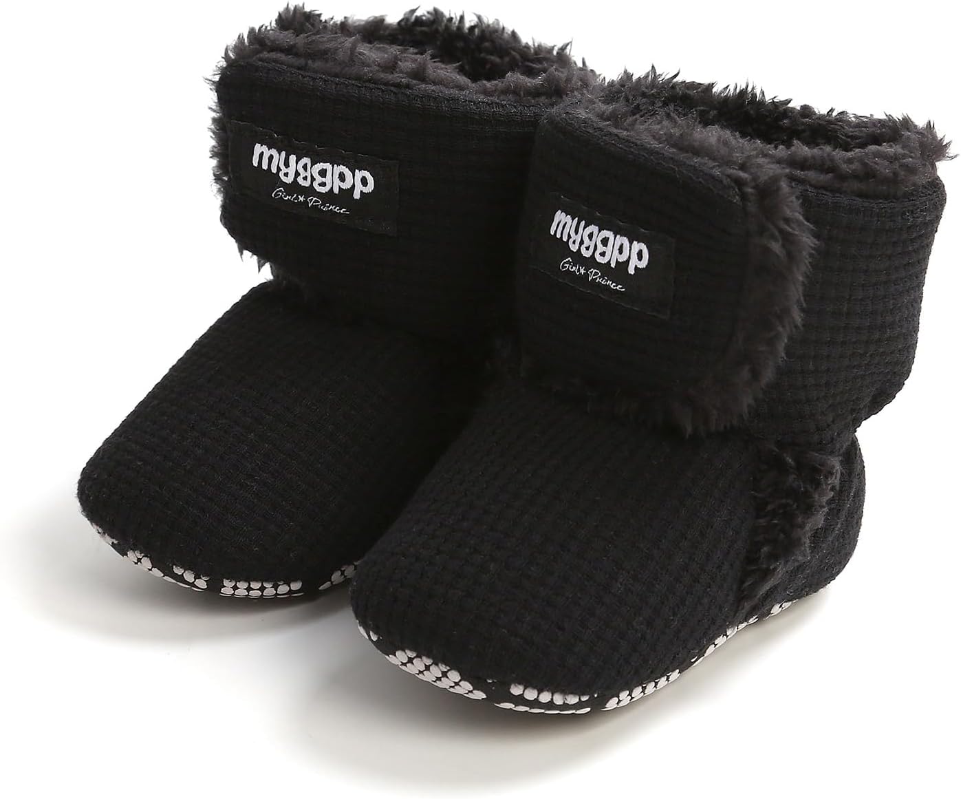 

Детские зимние ботинки для мальчиков и девочек, теплые флисовые снежные сапожки с носочками, для новорожденных, противоскользящие Purepips, Black