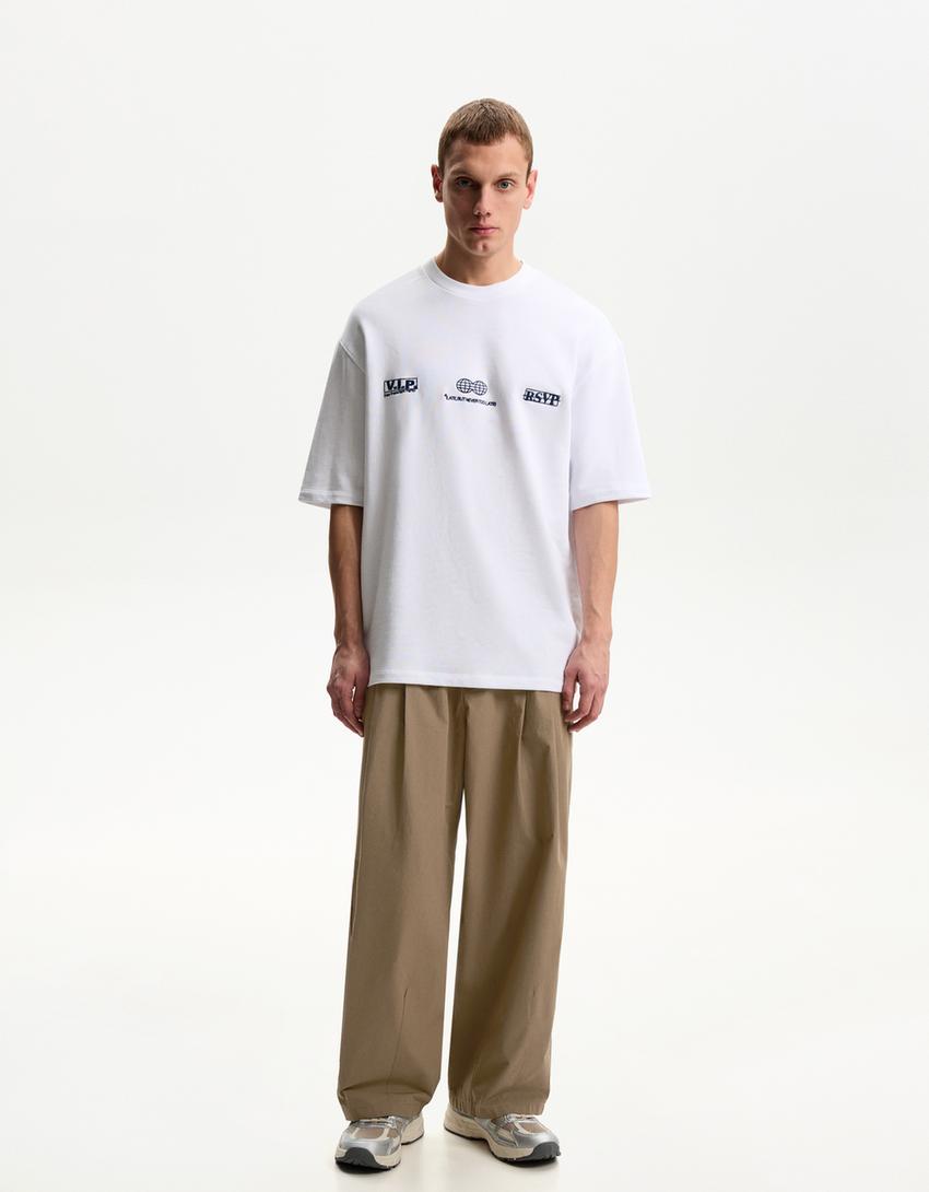 

Очень мешковатые поплиновые брюки Bershka, хаки