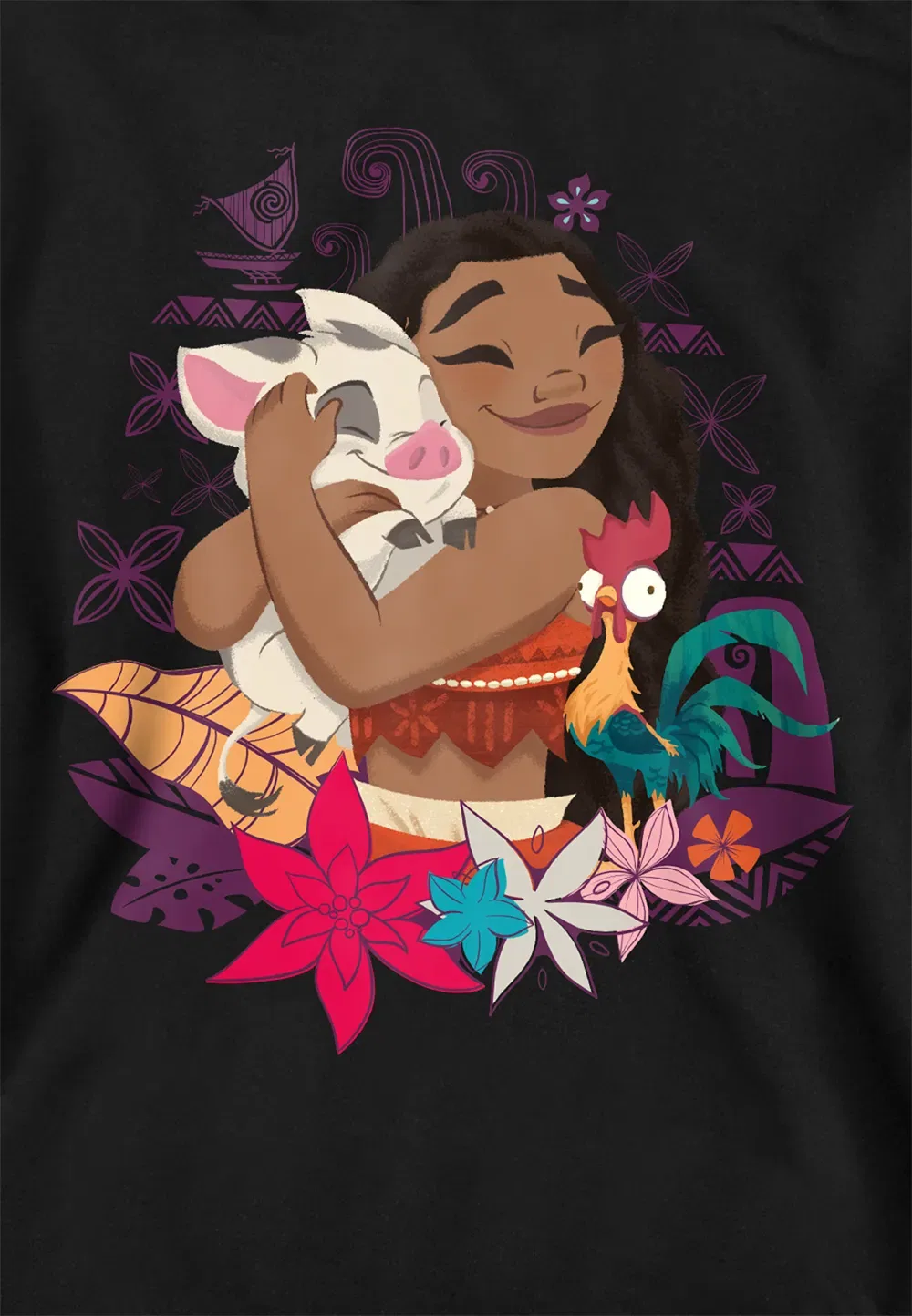 Детский худи с принтом Moana Disney, черный — фото 2