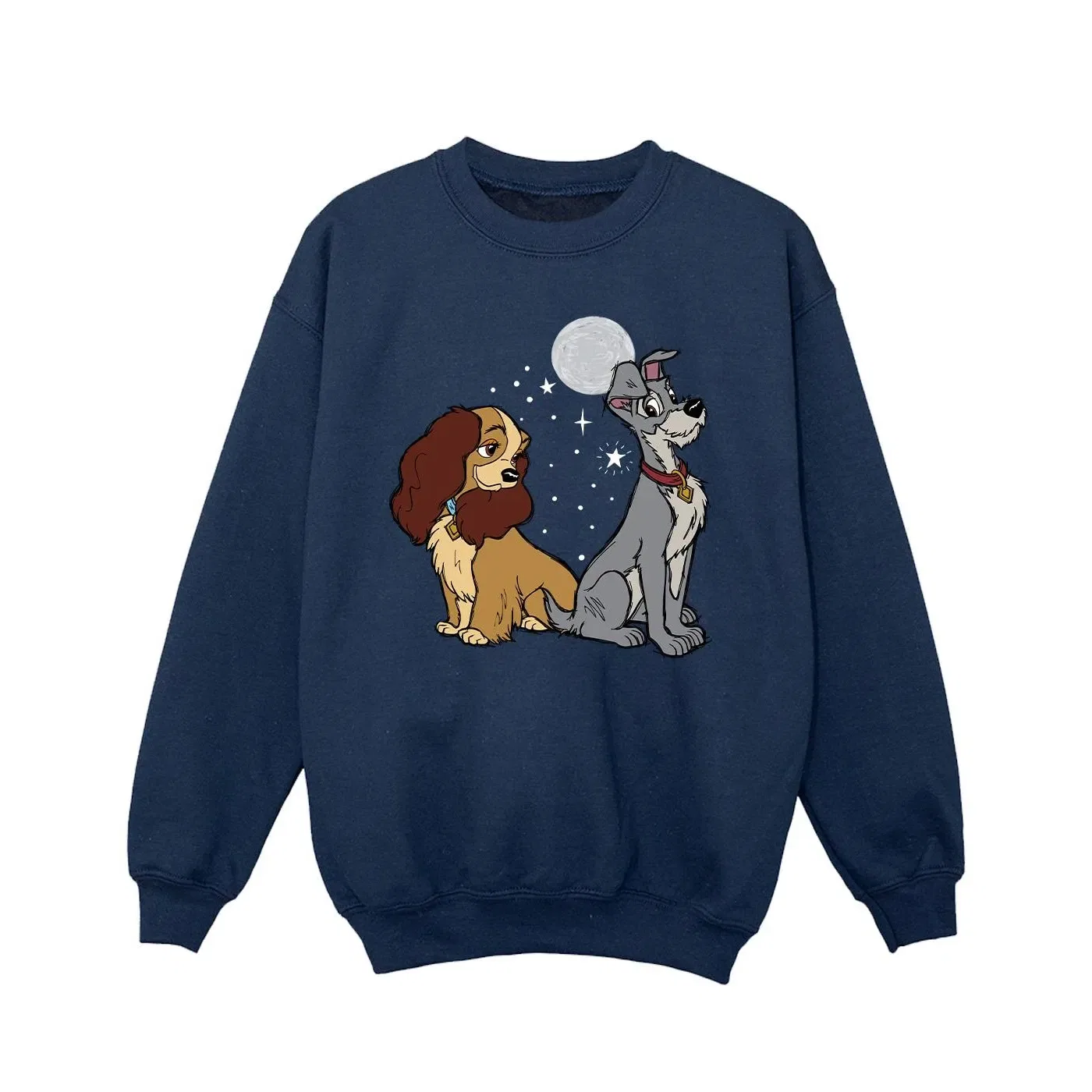 Свитшот для девочек с принтом Disney Lady And The Tramp, темно-синий — фото 2