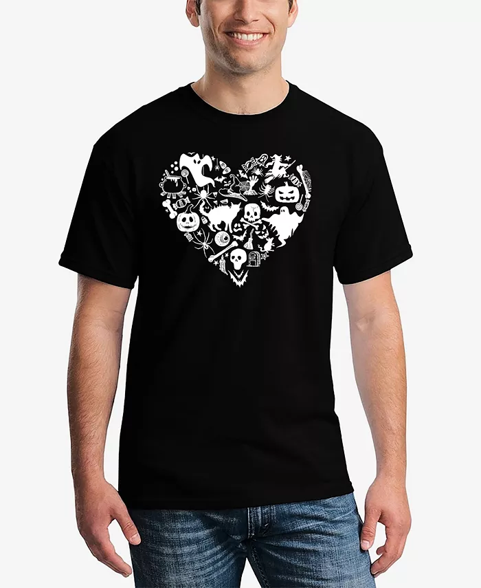 

Мужская футболка с принтом "Halloween Heart Word Art" LA Pop Art, черный