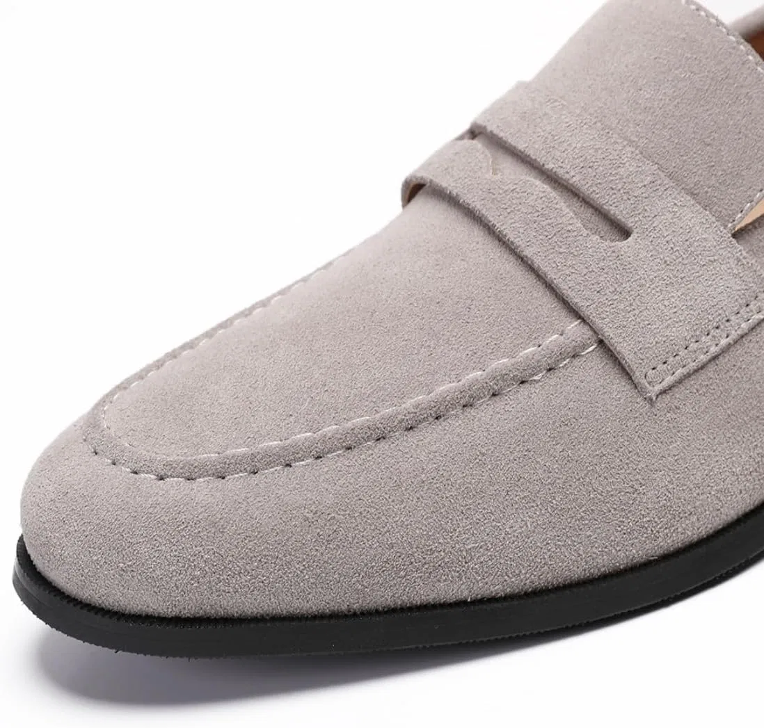 Лоферы кожаные Penny Loafers, серый замша FIAVOM — фото 3