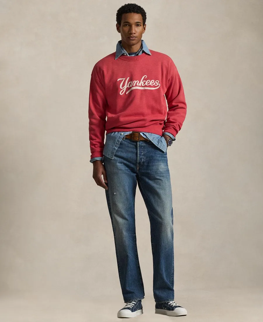 Мужская флисовая толстовка с вышивкой Yankees Polo Ralph Lauren, sunrise красный — фото 2