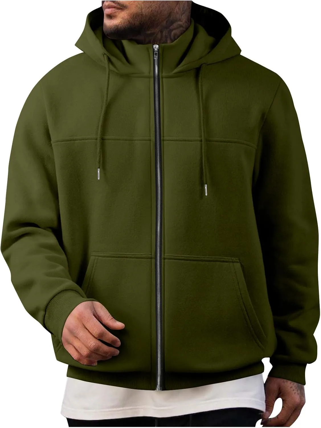 

Толстовка с капюшоном и воротником-стойкой, мужская, на молнии, свободного кроя