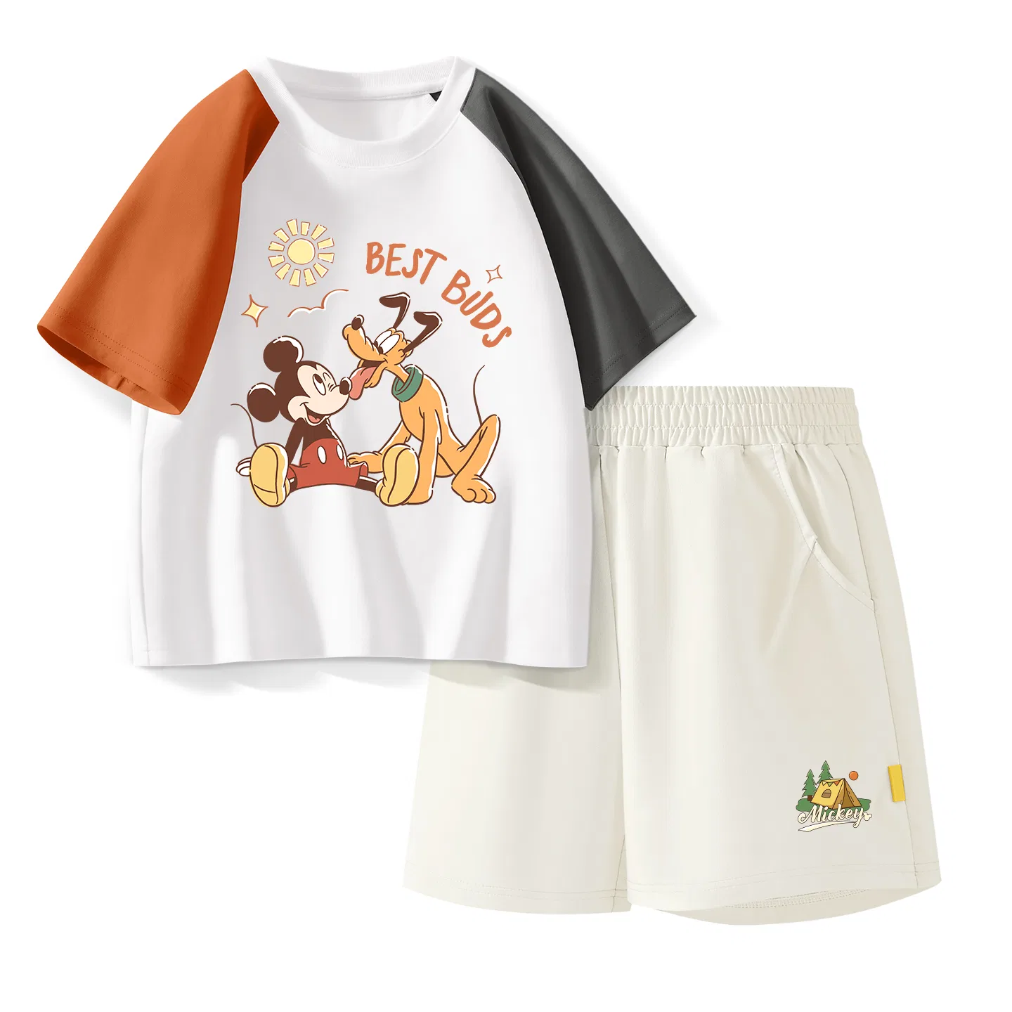 Детский спортивный костюм Casual Sportswear 2 Piece Set Disney, Di Xing Yao Mickey Orange Gray+Di Hey Mickey K_Bottom Right Mist White — фото 3