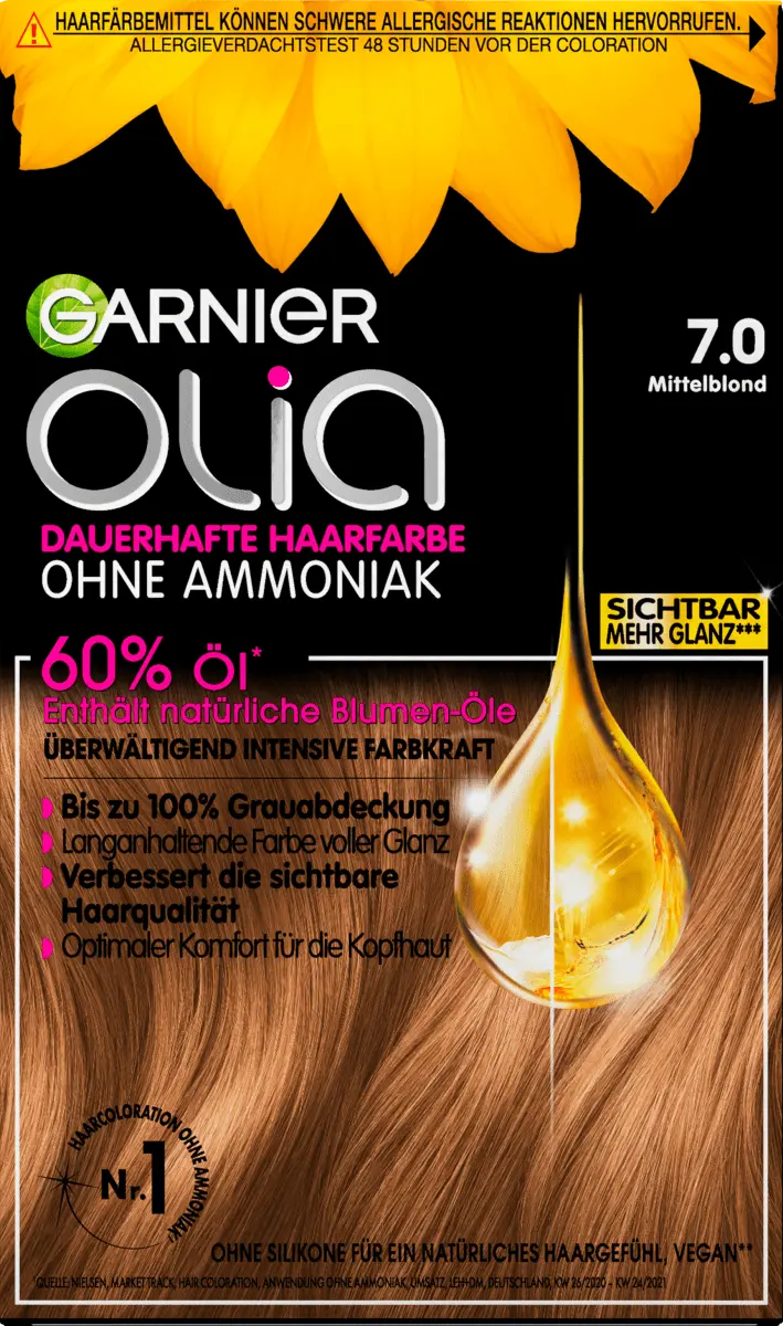 

Цвет волос 7.0 средний блондин 1 шт. Garnier