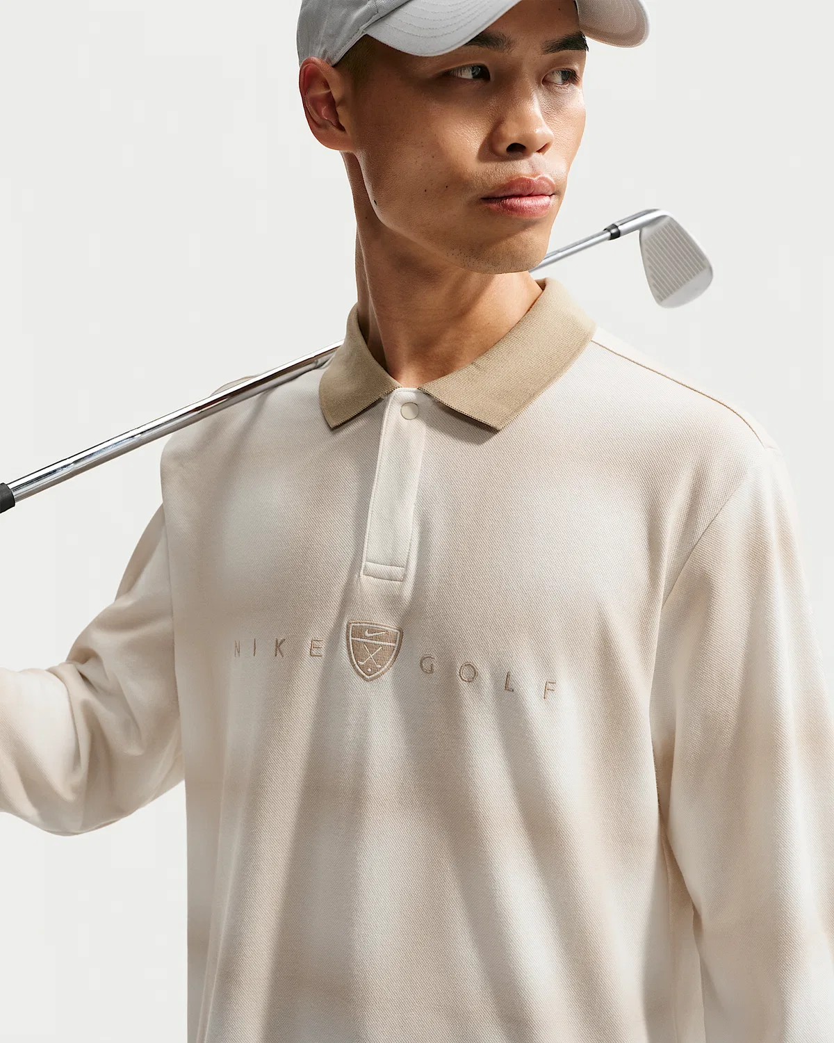 Мужское поло Nike Fairway Fresh Dri-FIT свободного кроя с длинным рукавом, Sail/Limestone — фото 3