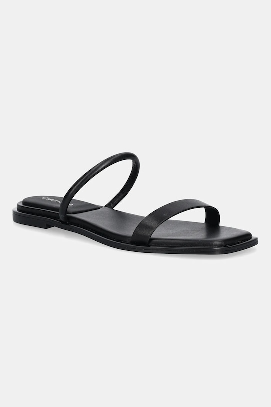 Кожаные шлепанцы Flat Sandal Squared 2-Bar Lth Calvin Klein, черный