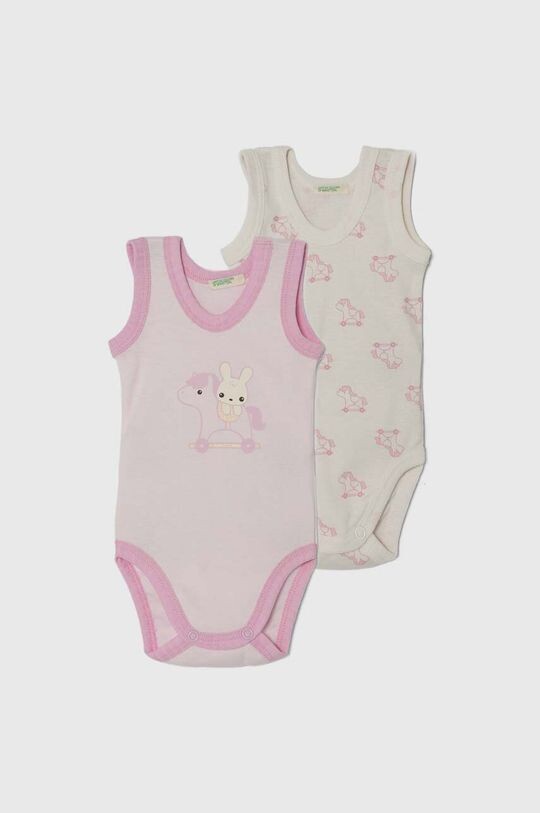 

United Colors of Benetton Комплект из 2 хлопковых боди для малышей, розовый