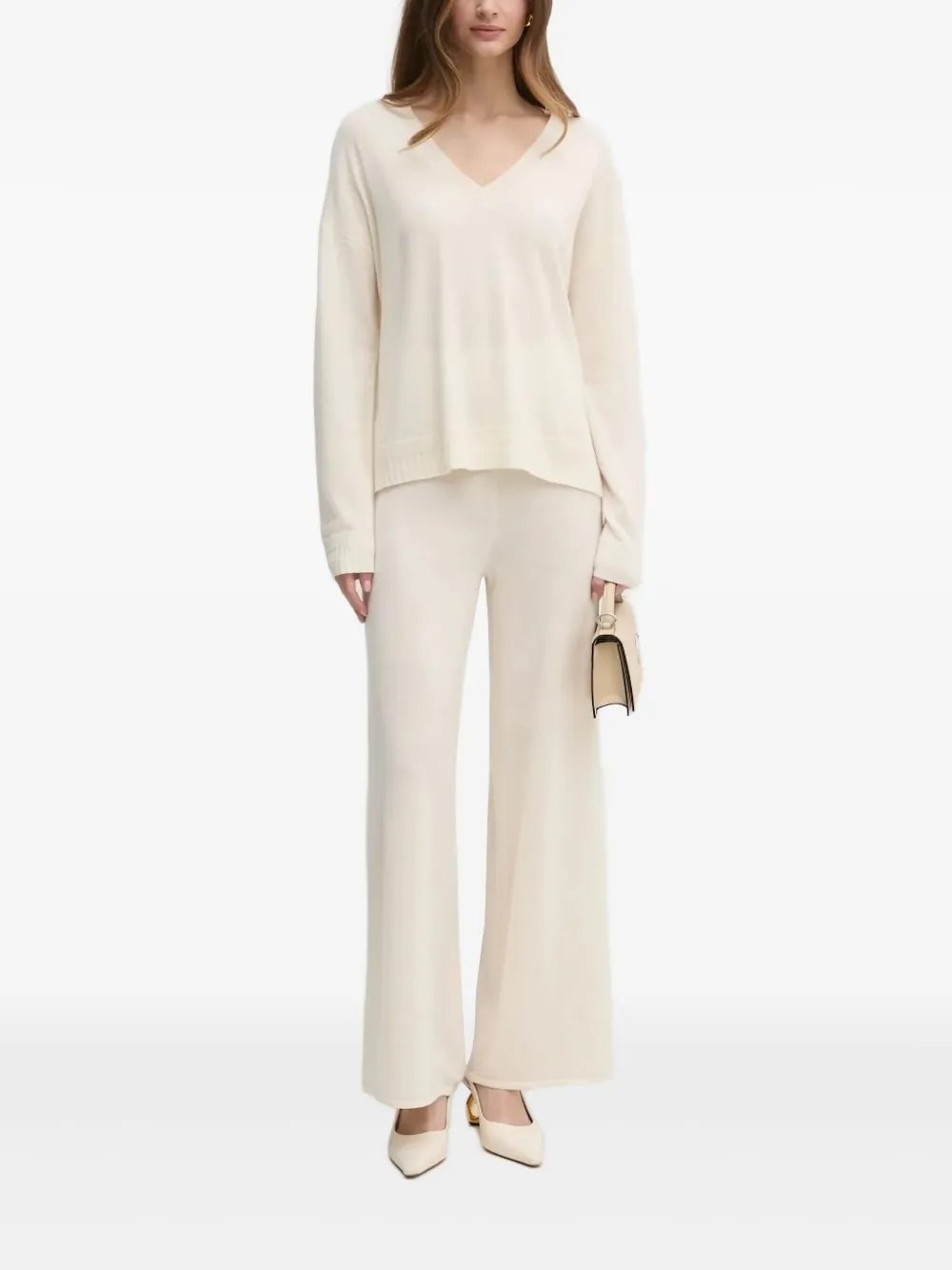 

Свитер с V-образным вырезом Liu Jo, бежевый