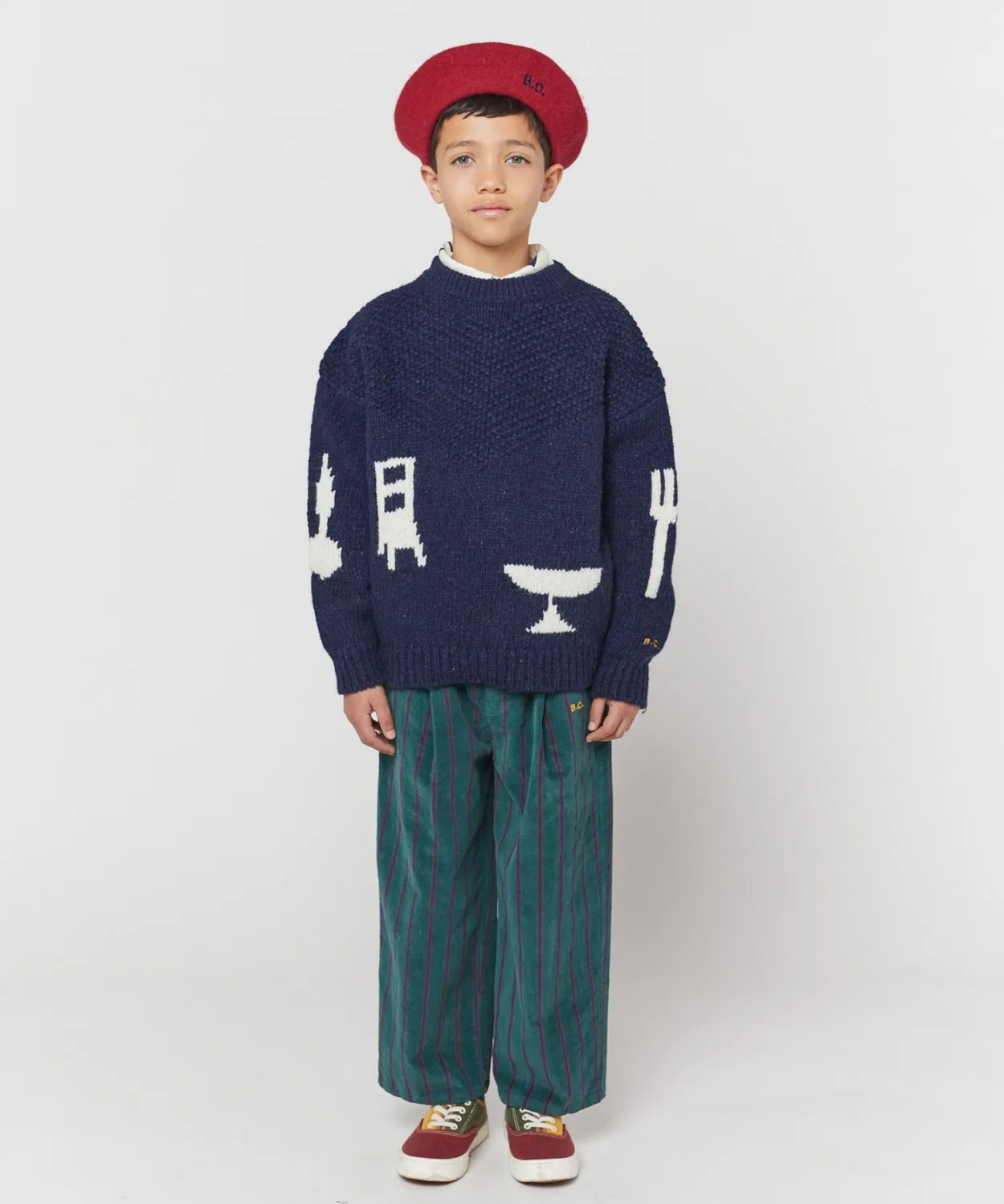 Свитер с косами THE FEAST BRAIDED JUMPER BOBO CHOSES 60% шерсть 30% полиамид 10% альпака тёмно-синий — фото 2