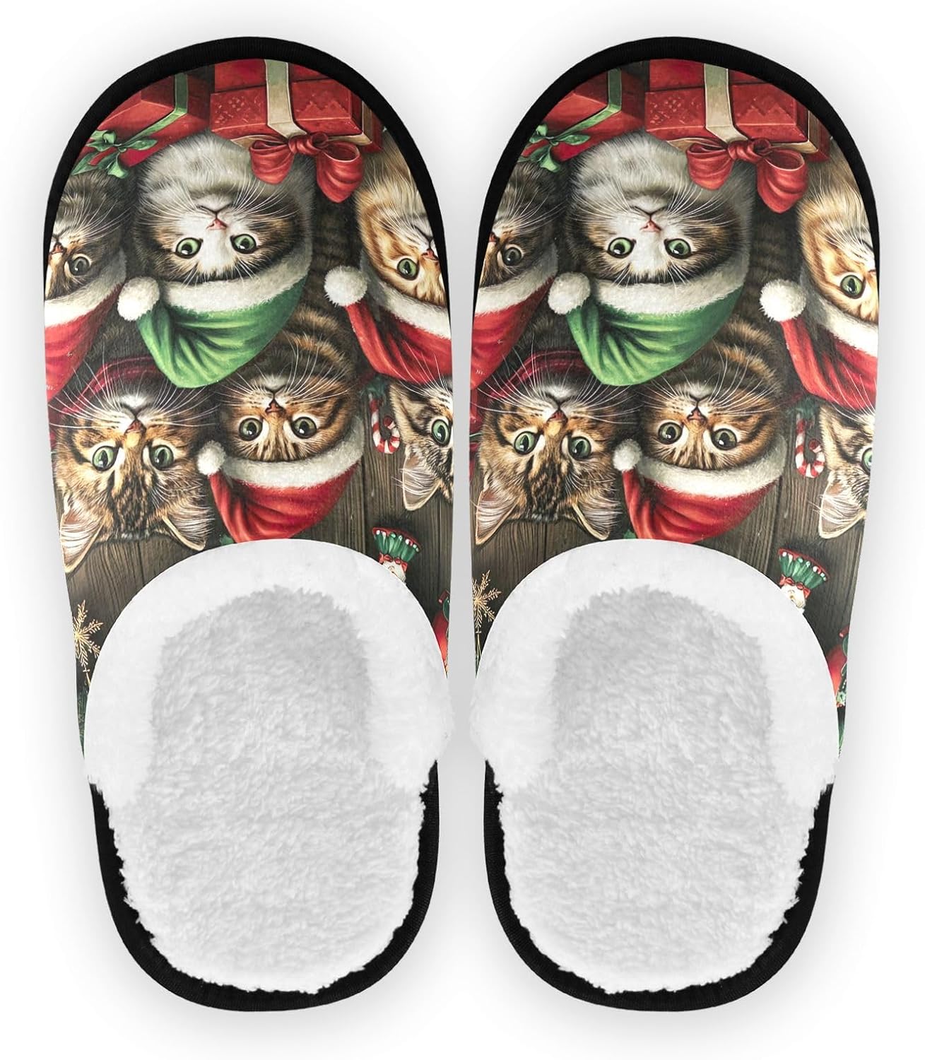

Домашние тапочки UMIRIKO Winter Christmas с кошкой для женщин и мужчин, моющиеся, с противоскользящей подошвой, с сумкой для хранения, для путешествий и спа 20858828, Cat