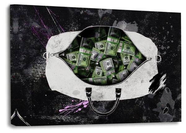 

Картина на холсте Hustling Sharks Die Tasche voll Geld, зеленый