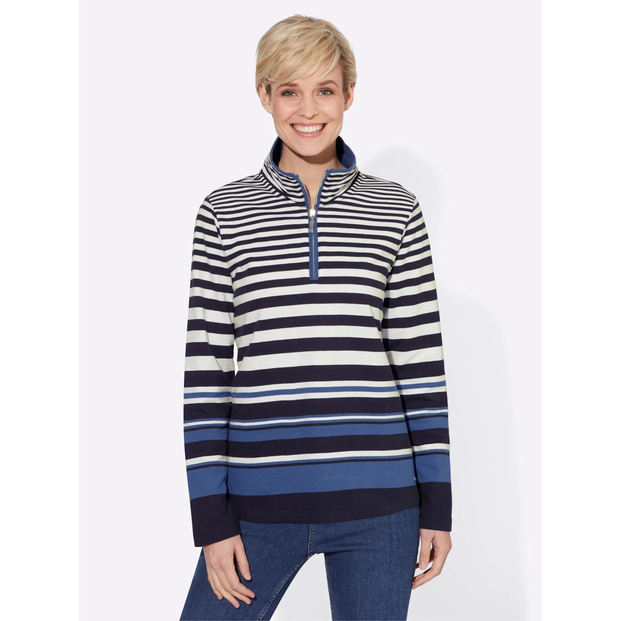

Толстовка в стиле casual Casual Looks, цвет Marine-Jeansblau-Gestreift