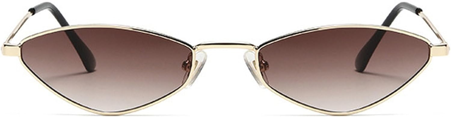 

Сексуальные солнцезащитные очки «кошачий глаз» для женщин, 2024 год, роскошные винтажные маленькие овальные солнцезащитные очки в панк-стиле с металлической оправой для женщин, ретро-очки mincl, Brown