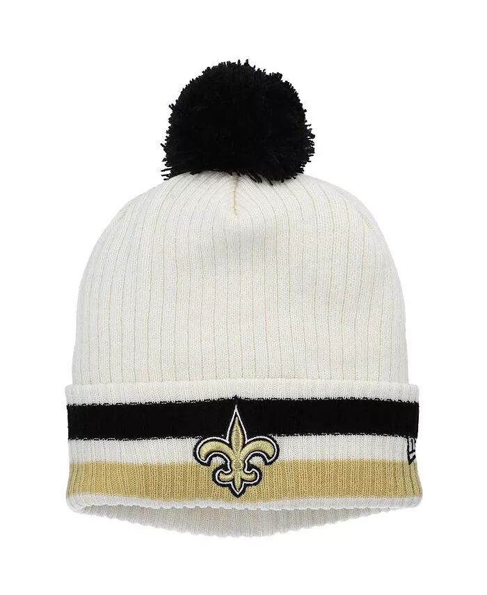

Белая вязаная шапка New Orleans Saints Retro с манжетами и помпоном для больших мальчиков New Era
