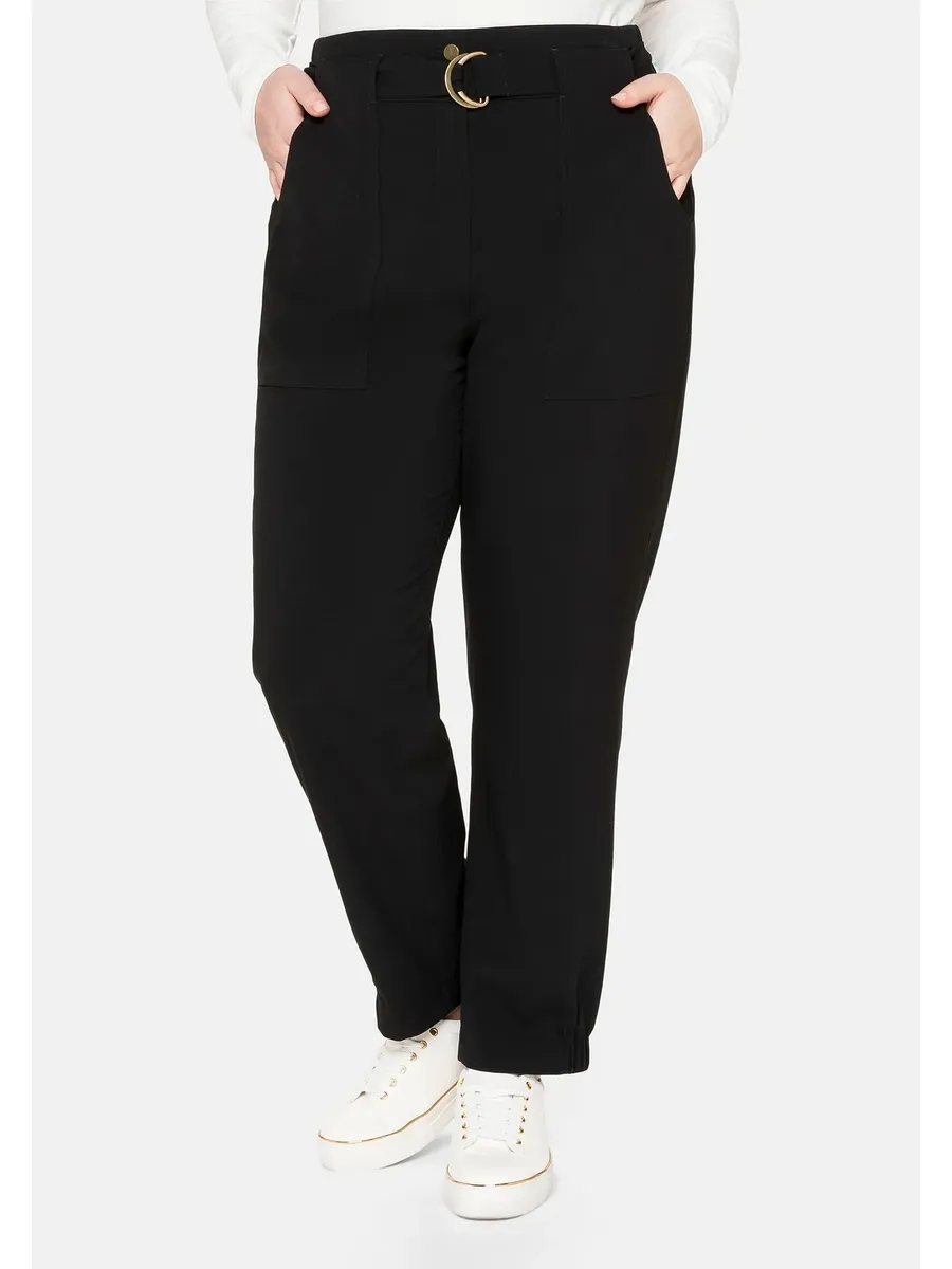 

Брюки Sheego Jogger "Большие размеры", фасон карго, с завышенной талией, черный