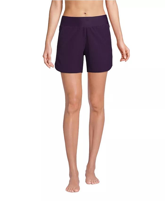 

Женские шорты Curvy Fit 5" Quick Dry Board Shorts Плавки Шорты с трусиками Lands' End, фиолетовый