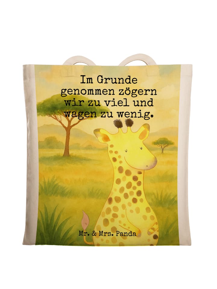 

Mr. & Mrs. Panda Сумка-шоппер с изображением жирафа и надписью "Довольный" белого цвета