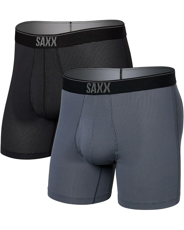 

Боксеры SAXX UNDERWEAR Quest Quick Dry Mesh Boxer Brief Fly 2-Pack, цвет Turbulence/Black II