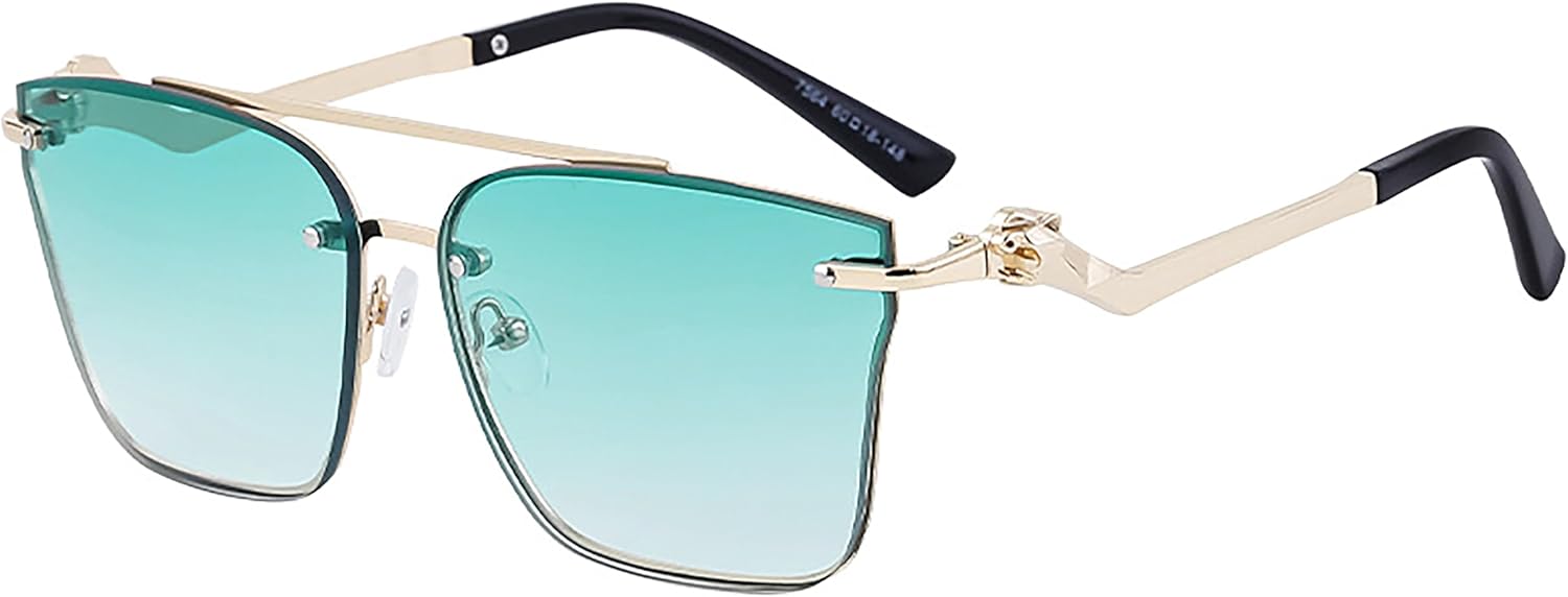 

Модные солнцезащитные очки в стиле «кошачий глаз» с металлическими дужками в виде головы леопарда и двойной перемычкой, с защитой от УФ-излучения UV400, для мужчин Generic, A