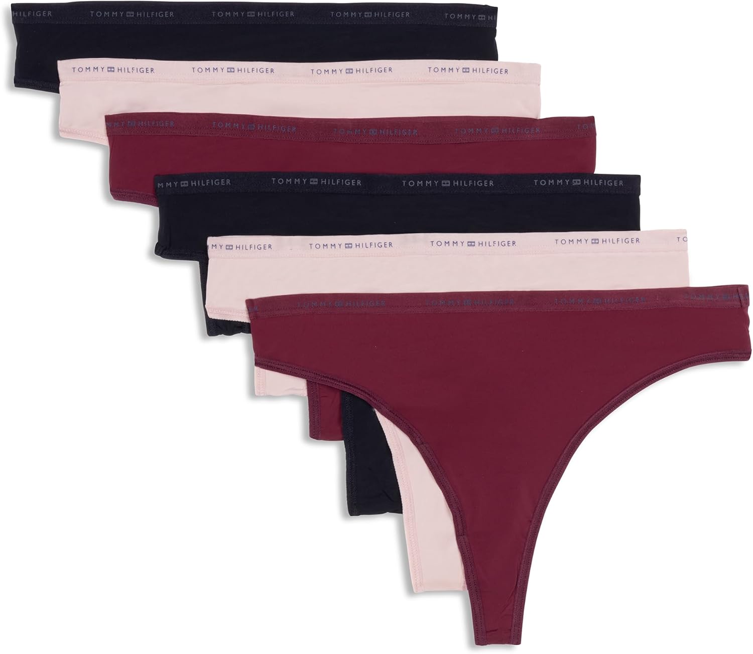 

Женские микростринги с логотипом Tommy Hilfiger, 6 шт., Windsor Wine/Balanced Beige/Black