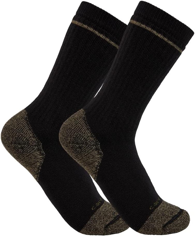 

Carhartt мужские SB5552M носки Midweight Cotton Blend Steel Toe Boot 2-Pack, Black