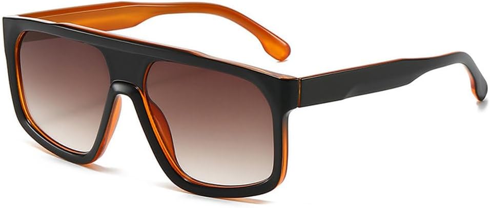 

Классические цельные солнцезащитные очки для мужчин, с плоской верхней частью, для женщин, в большой оправе, черные, с защитой от УФ-излучения UV400 TKKTLLT, Blackbrown-brown