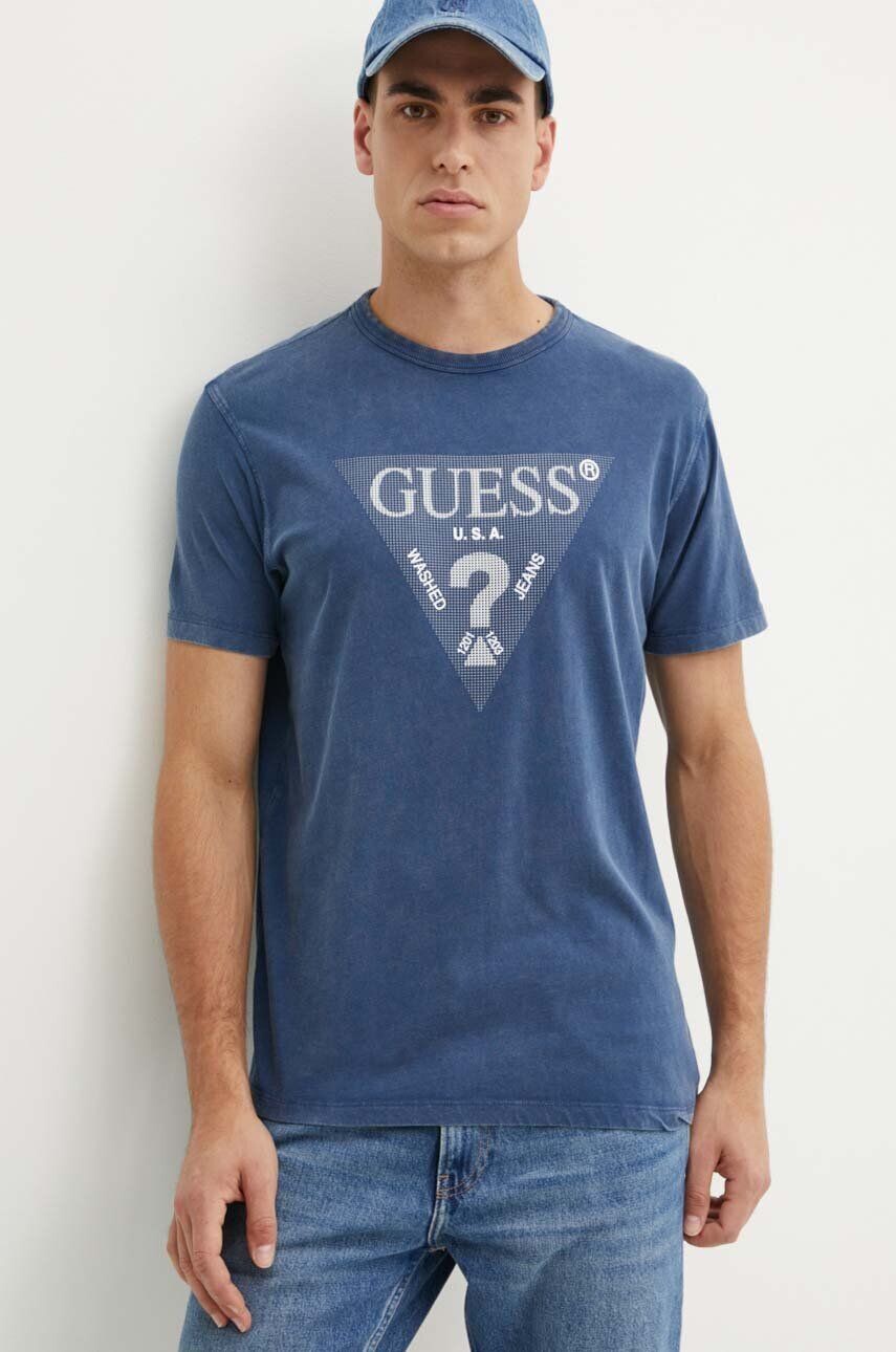 

Футболка Guess из хлопка, темно-синий