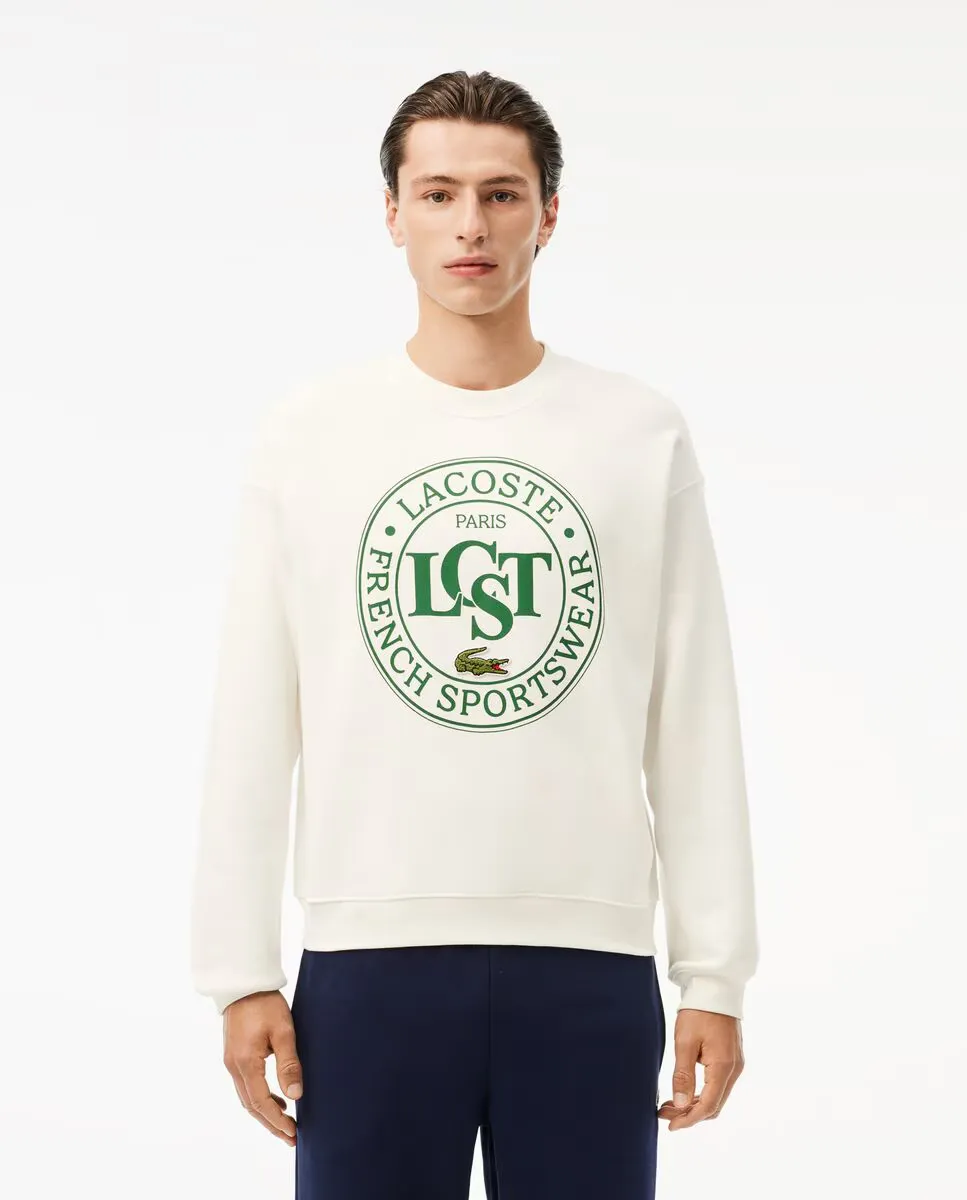

Мужская толстовка свободного кроя с графическим рисунком Lacoste, белый