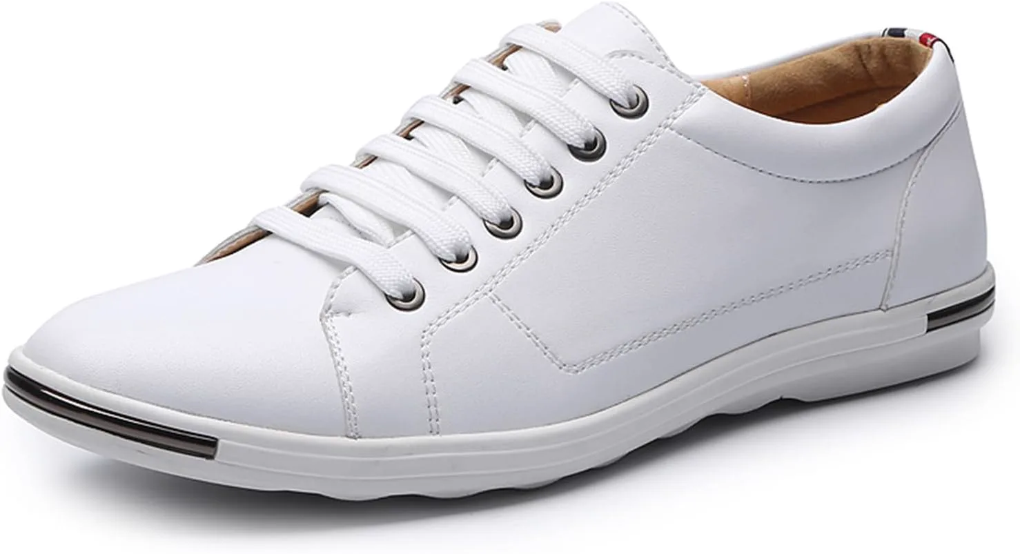 

Мужские оксфорды с низким верхом на шнуровке, удобные для ходьбы, повседневной носки и вождения, модные кроссовки на плоской подошве с круглым носком, деловые классические туфли NIGXWNS, белый