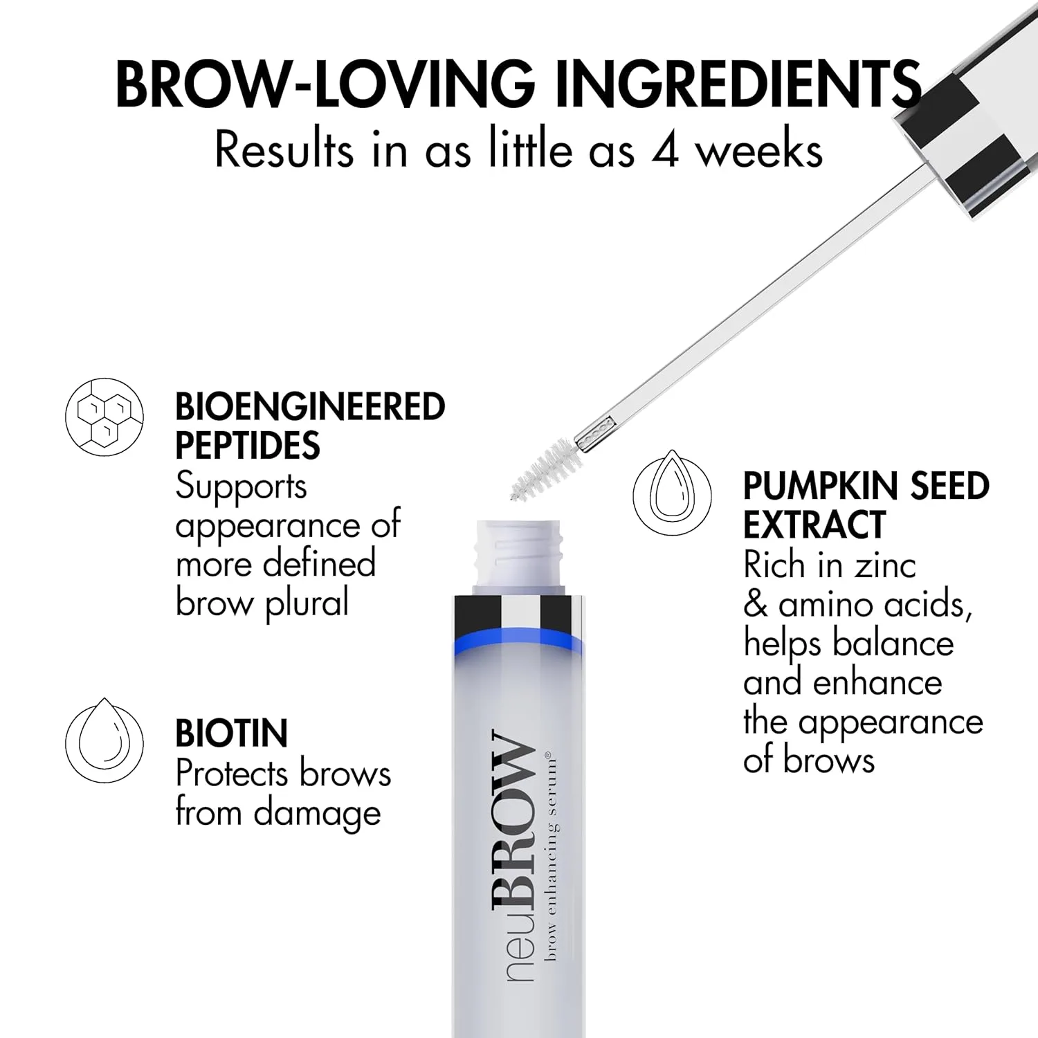 NeuBROW сыворотка для роста бровей от Skin Research Laboratories - для четких, густых и объемных бровей, продвинутая формула для естественного и здорового вида, Full Size — фото 3