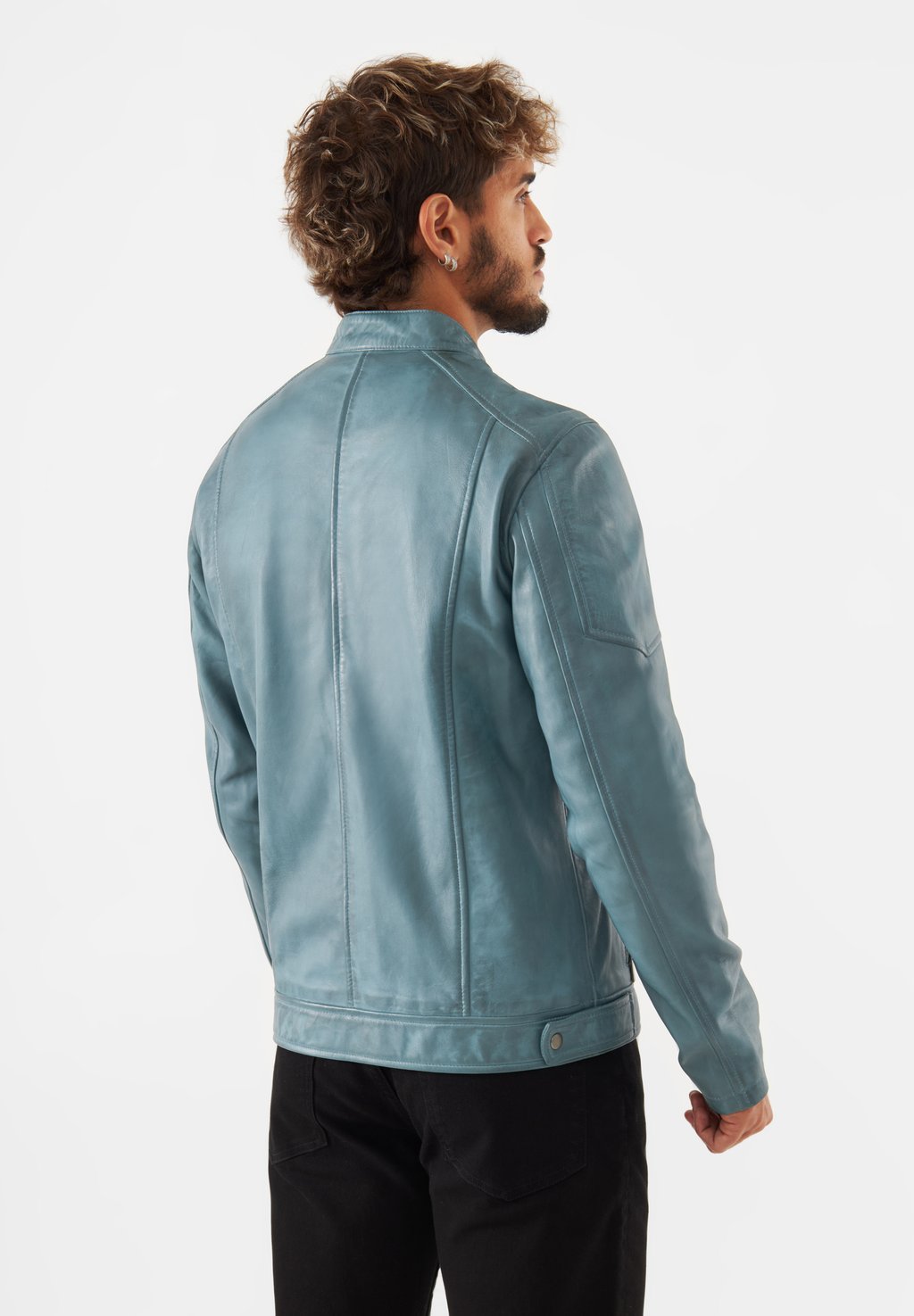 

Кожаная куртка JASPER RACER Bolongaro Trevor, сине-серый