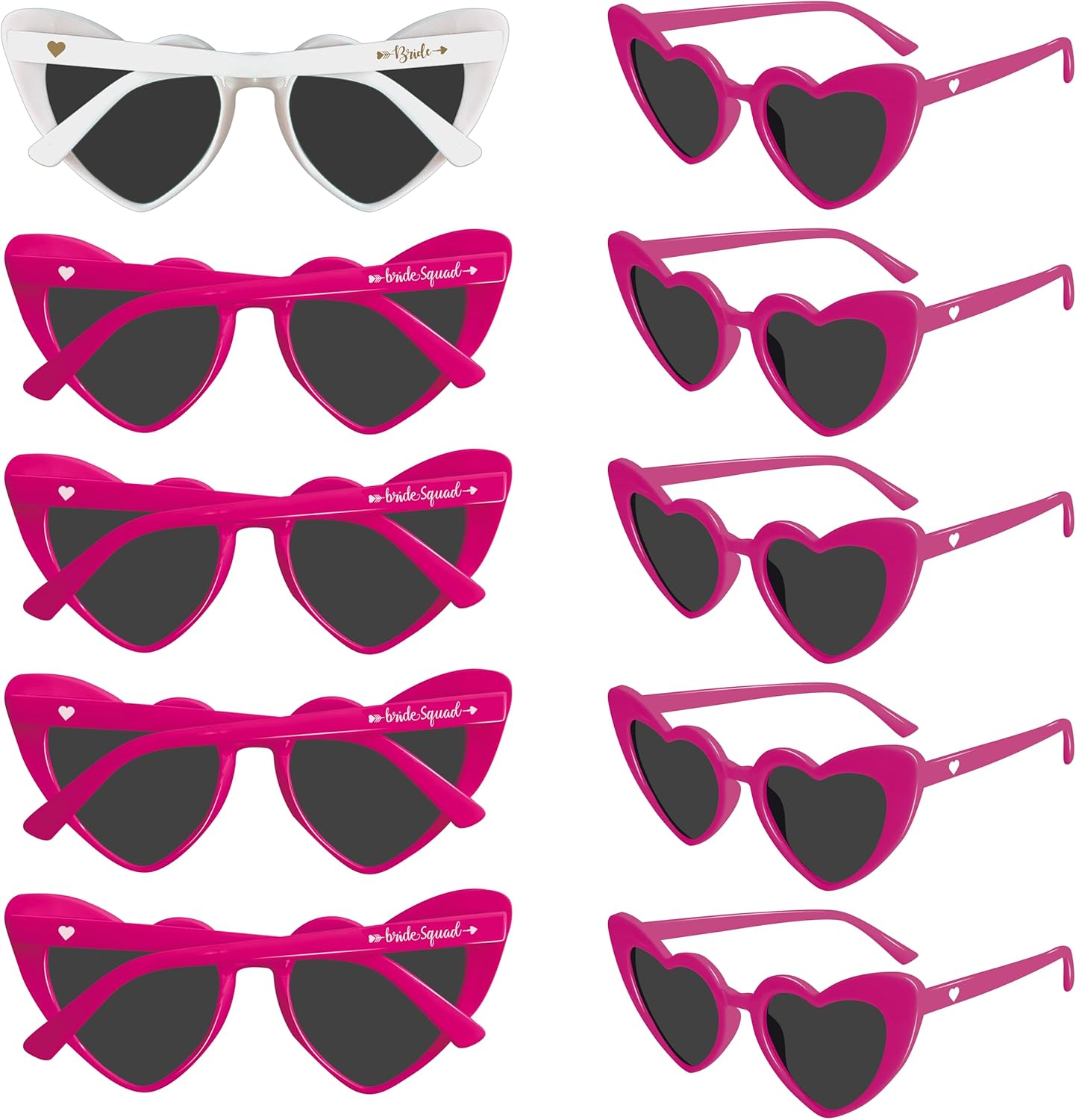 

PartyGifts&beyond Солнцезащитные очки для девичника в форме сердца, набор из 10 штук, солнцезащитные очки для команды невесты в качестве подарков на девичник PartyGifts&beyond, Neon Pink
