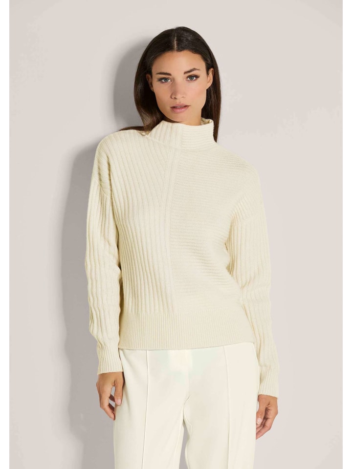 

MADELEINE Элегантный шерстяной свитер со стойкой, кремового цвета