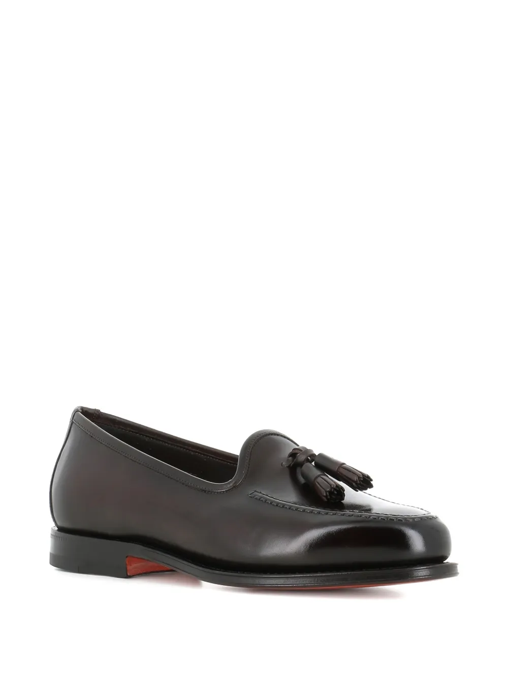 Кожаные лоферы с кисточками Santoni, коричневый — фото 2