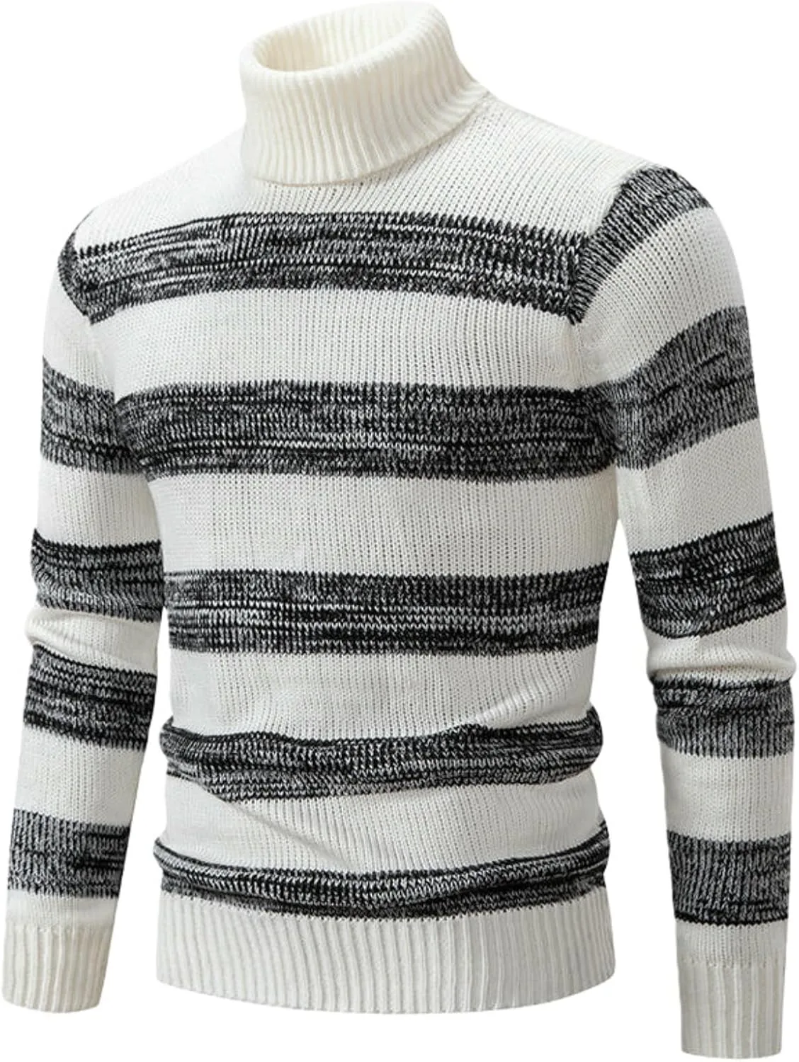 

Мужской полосатый свитер-трансформер с высоким воротником FOLKFOLD