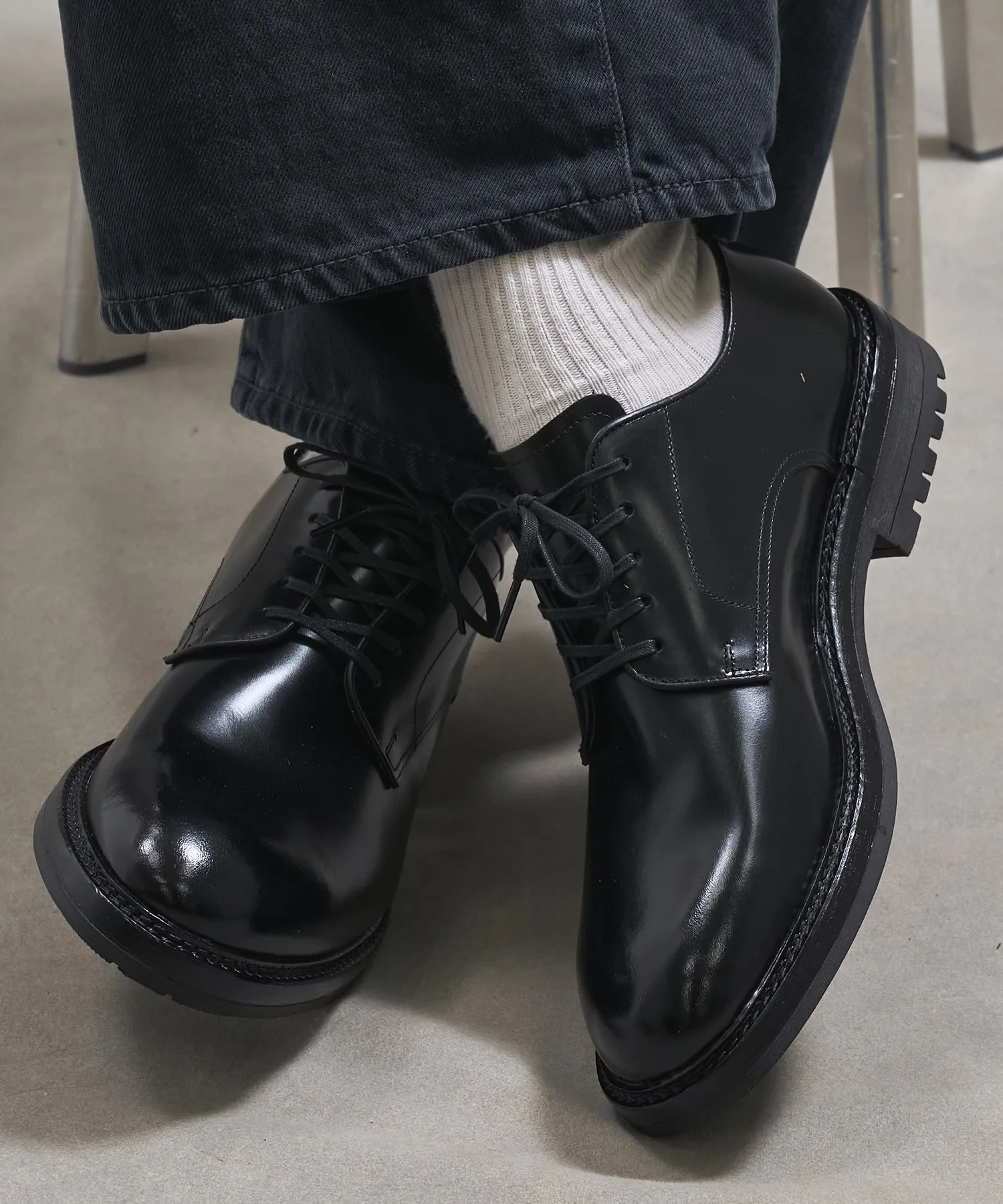 Мужские туфли из водоотталкивающей кожи Scotchgard Leather Plain Toe PUBLIC TOKYO чёрные