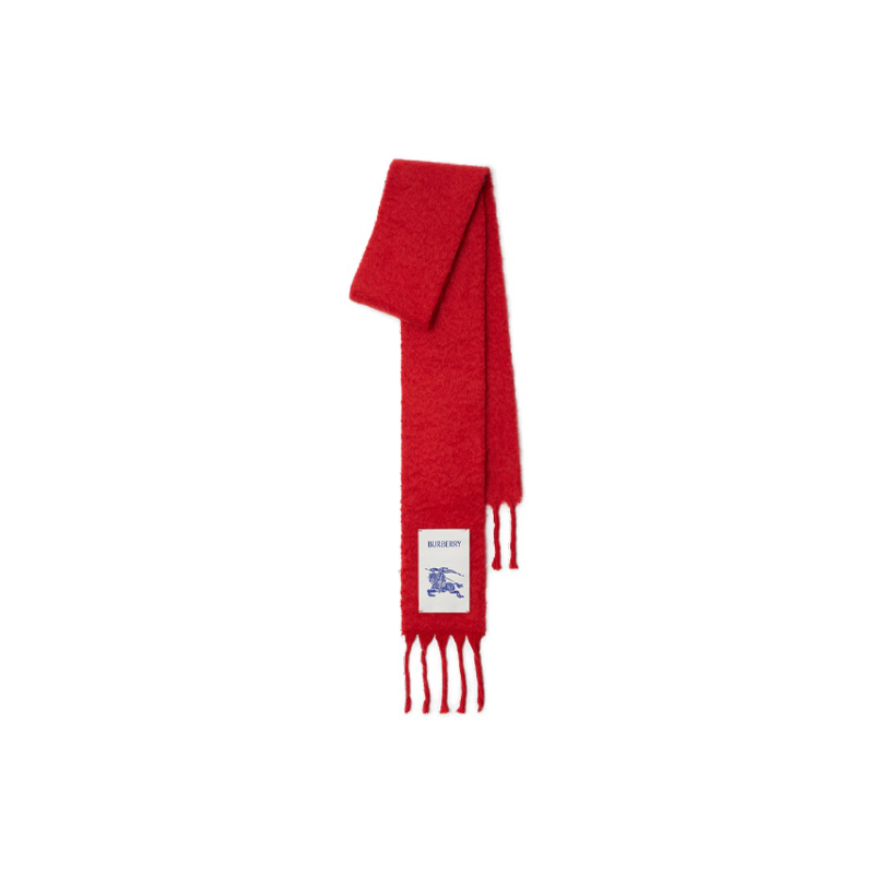 

Burberry Шерстяной мохеровый полиамидный вязаный шарф унисекс красный, Red
