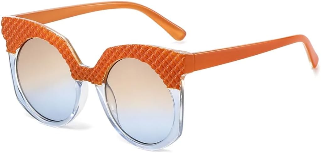 

Модные солнцезащитные очки большого размера для женщин, ретро-круглые солнцезащитные очки с защитой от УФ-излучения UV400 для мужчин, солнцезащитные очки с градиентным покрытием TVTBBVV, Orange Blue Tea