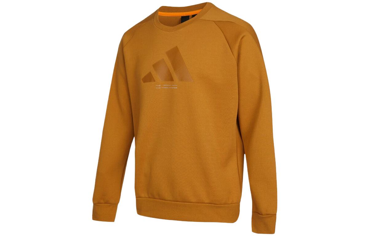 Худи Men's adidas Th Logo Swt Large Logo Round Neck Sports Pullover Brown HE9902 — фото 2