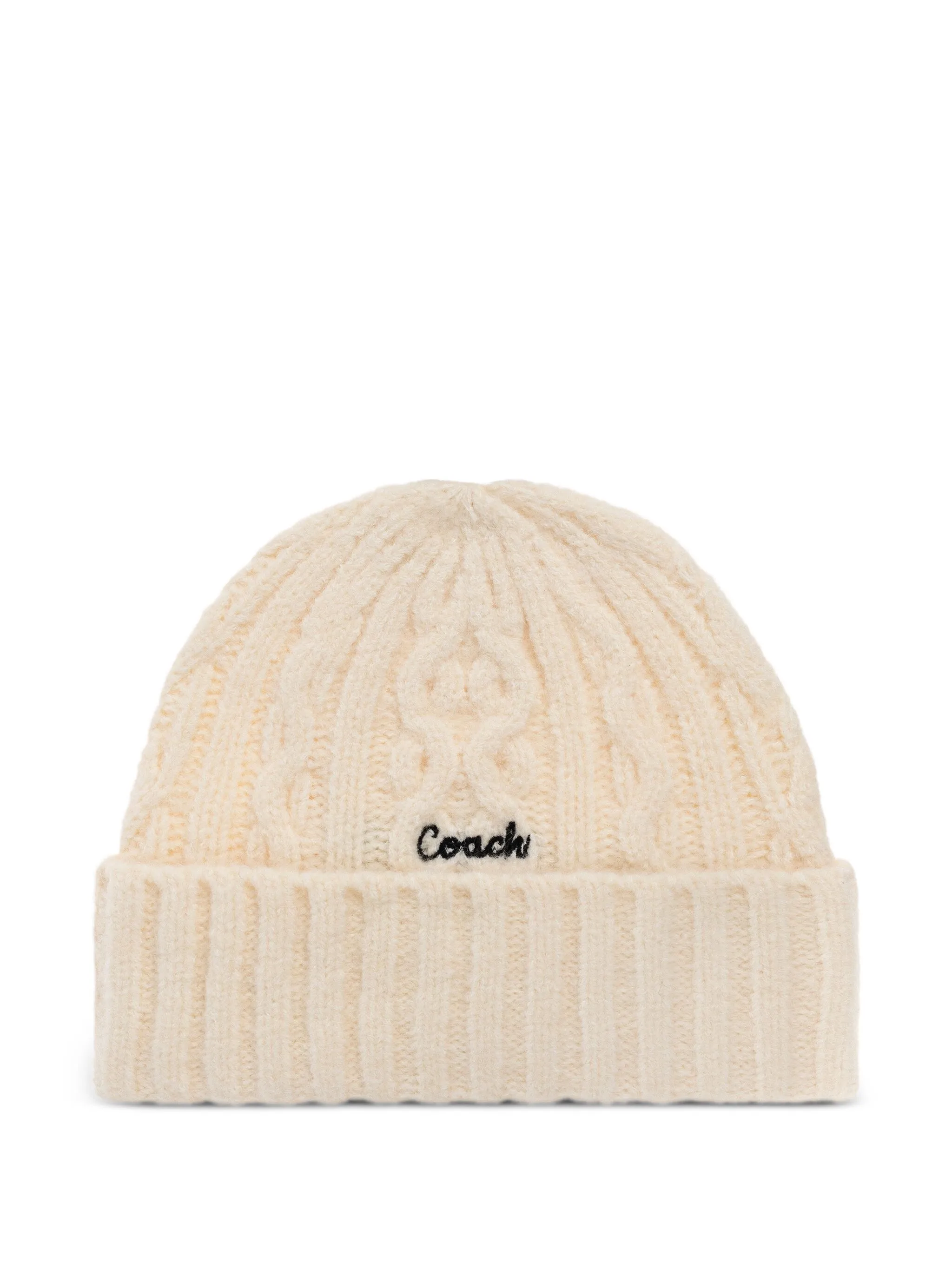 

Вязаная шапка бини с вышитым логотипом Coach, белый