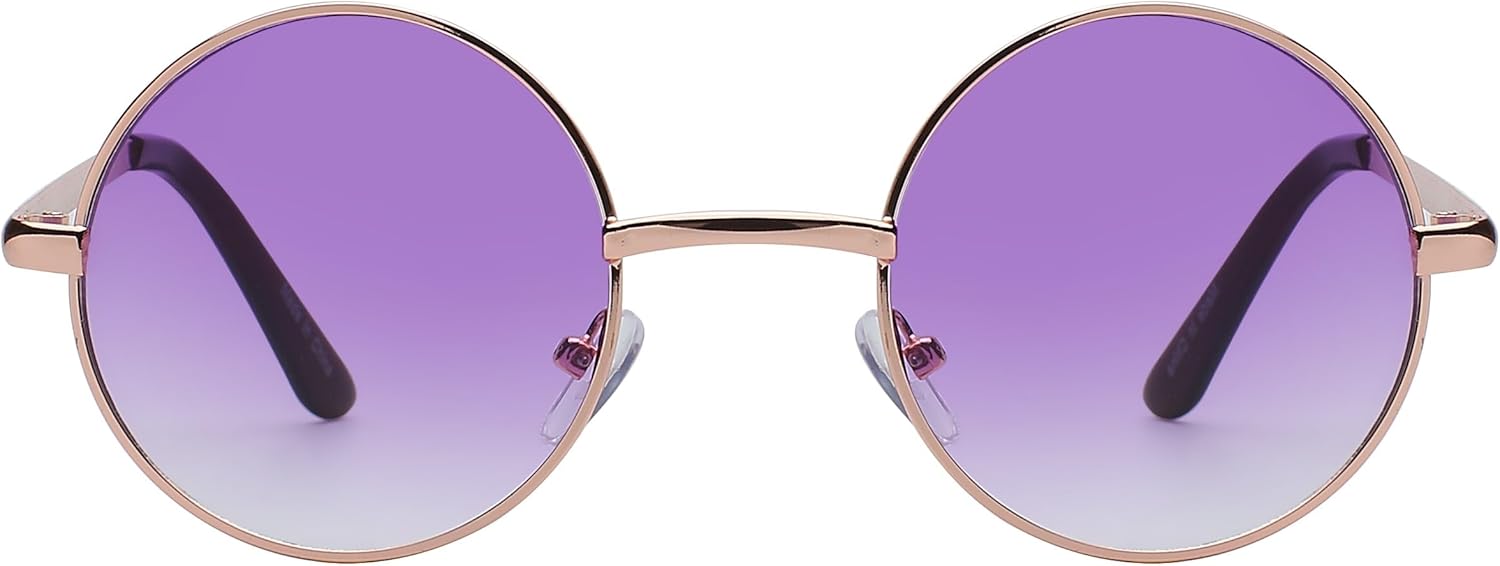 

Круглые солнцезащитные очки OWL в металлической оправе, в стиле хиппи, с защитой от УФ-излучения UV400, поликарбонатные линзы, очки Джона Леннона для мужчин и женщин, 2 Tone Purple-clear Lens / Gold