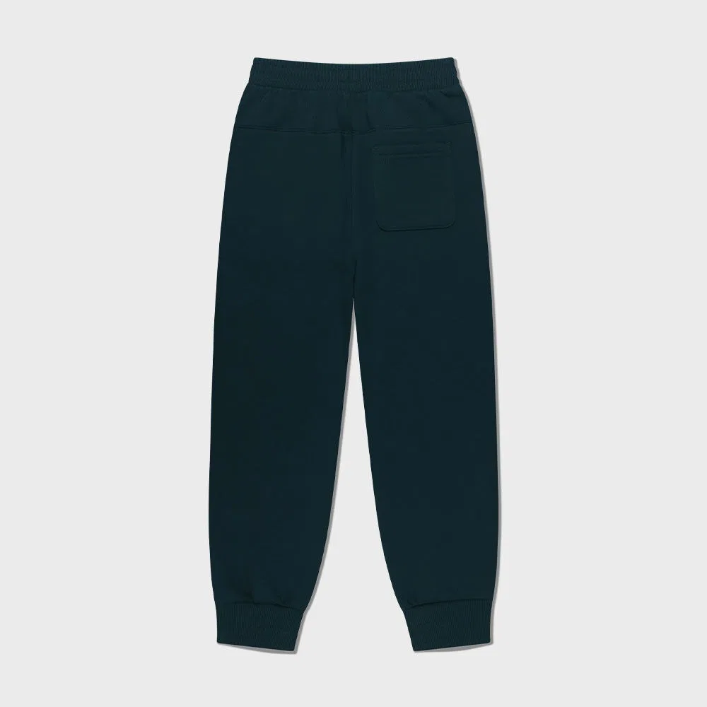 Детские спортивные брюки с начёсом Doodle Classic Logo тёмно-зелёные от Marithé Kids — фото 3