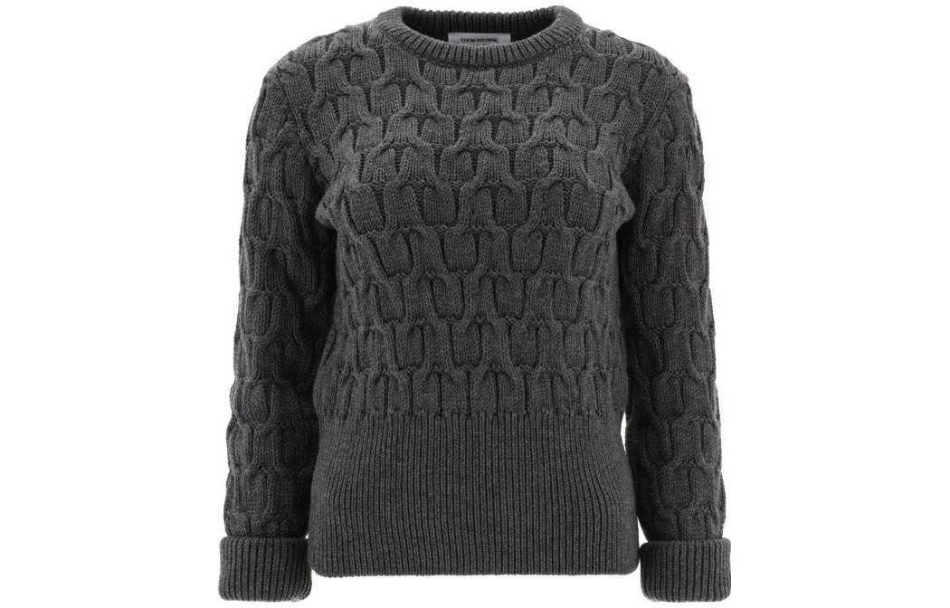 

Кроссовый ажурный джемпер THOM BROWNE, серый